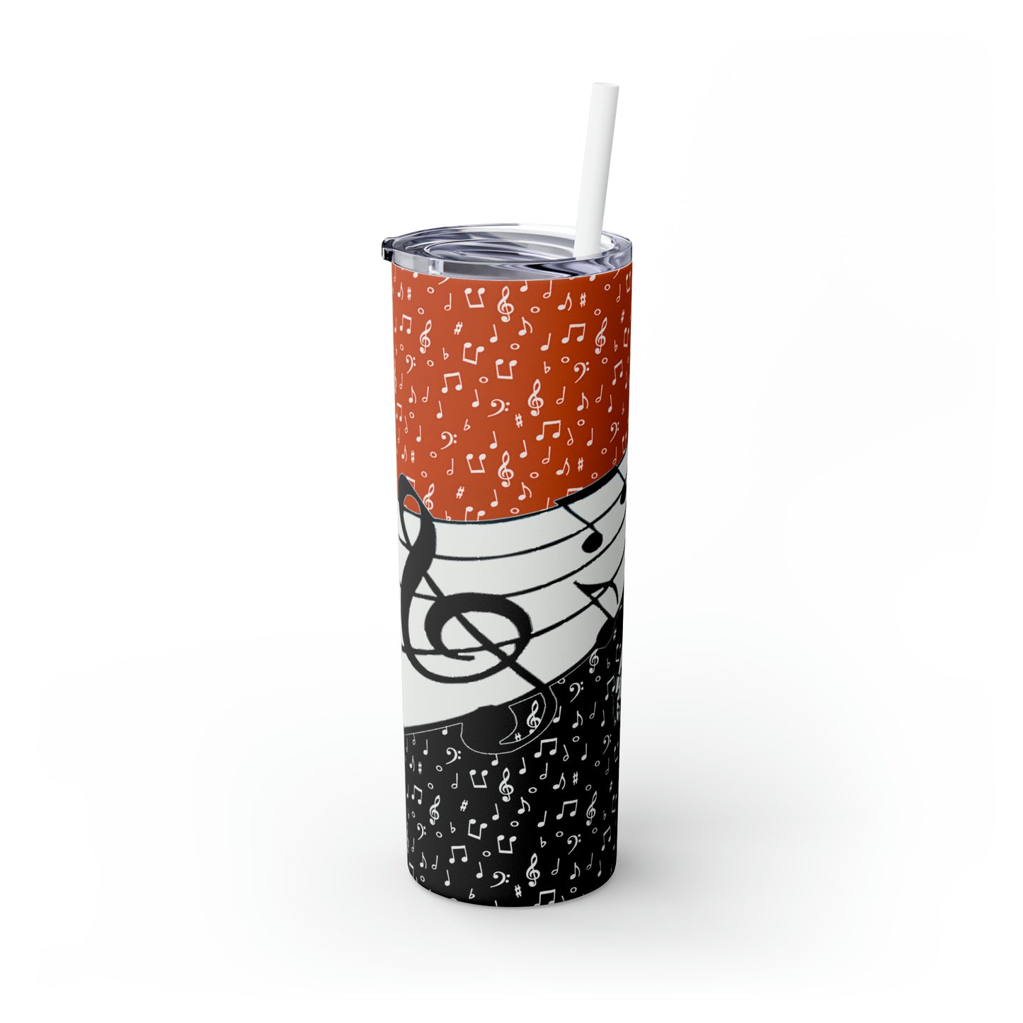 Musical Notes Skinny Tumbler with Straw, 20oz
