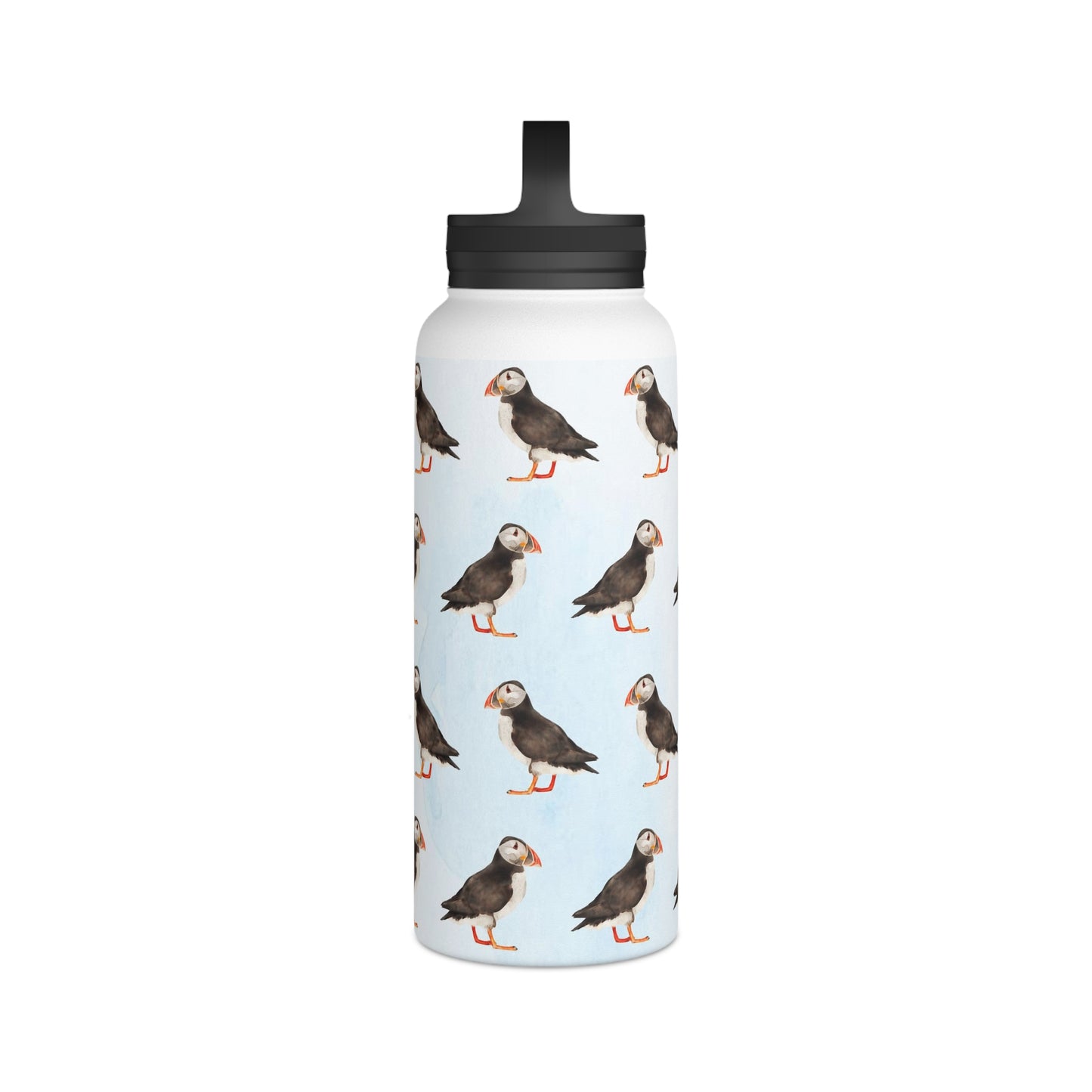 Back To School Puffins Stainless Steel Water Bottle, Handle Lid