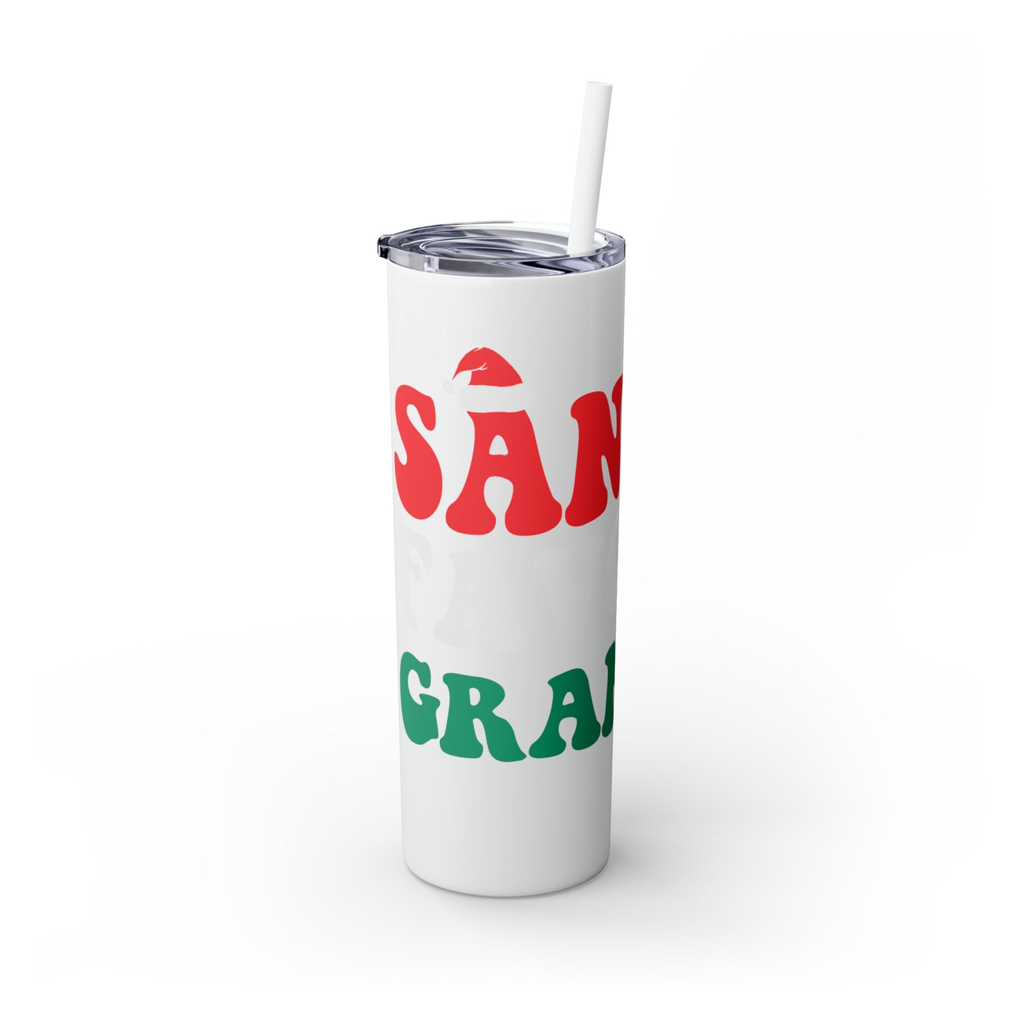 Santa's Favorite Grandma Skinny Tumbler with Straw, 20oz