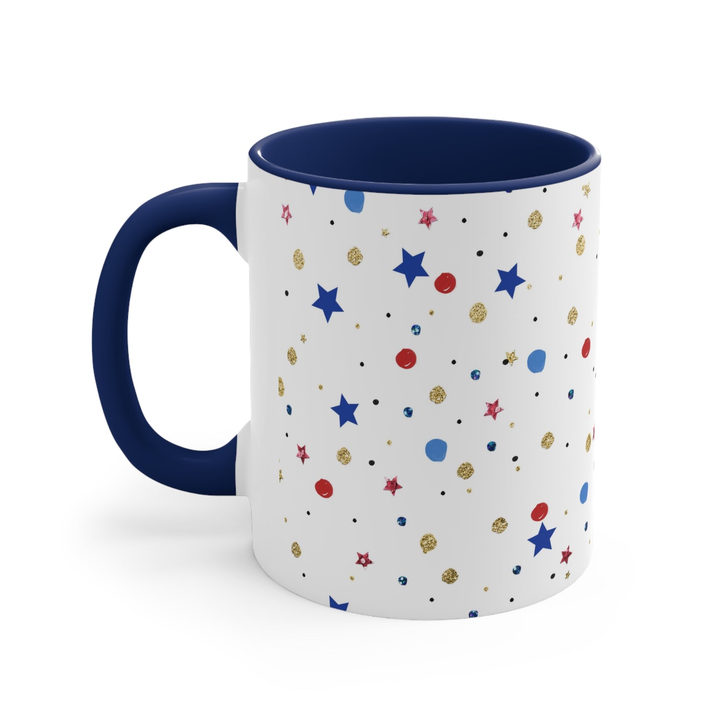 American Flag Themed Stars Accent Coffee Mug, 11oz