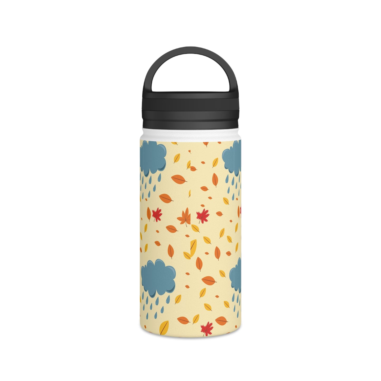 Back To School Clouds & Leaves Stainless Steel Water Bottle, Handle Lid