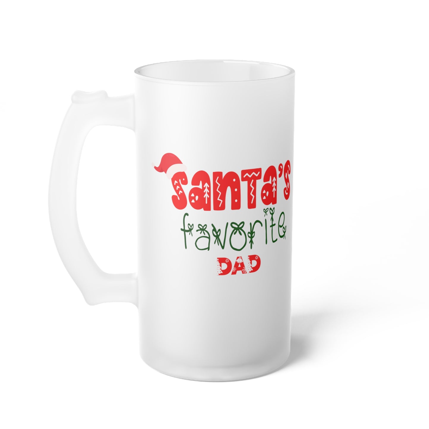 Santa's Favorite Dad Frosted Glass Beer Mug