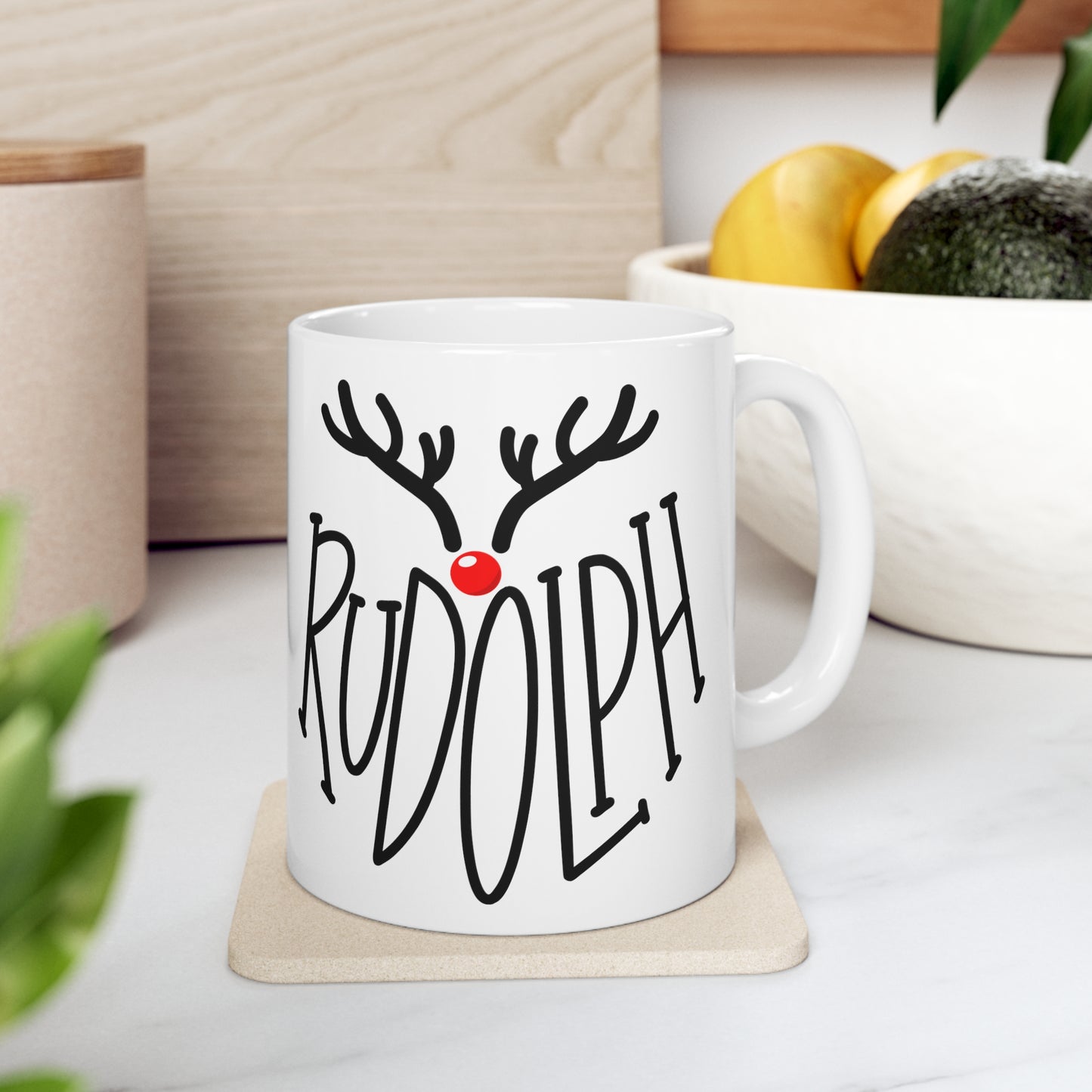 Christmas Reindeer Rudolph Mug, Christmas Mug, Stocking Filler, Xmas Mug, Rudolph Mug, Cute Christmas Gift, Cute Reindeer Gift