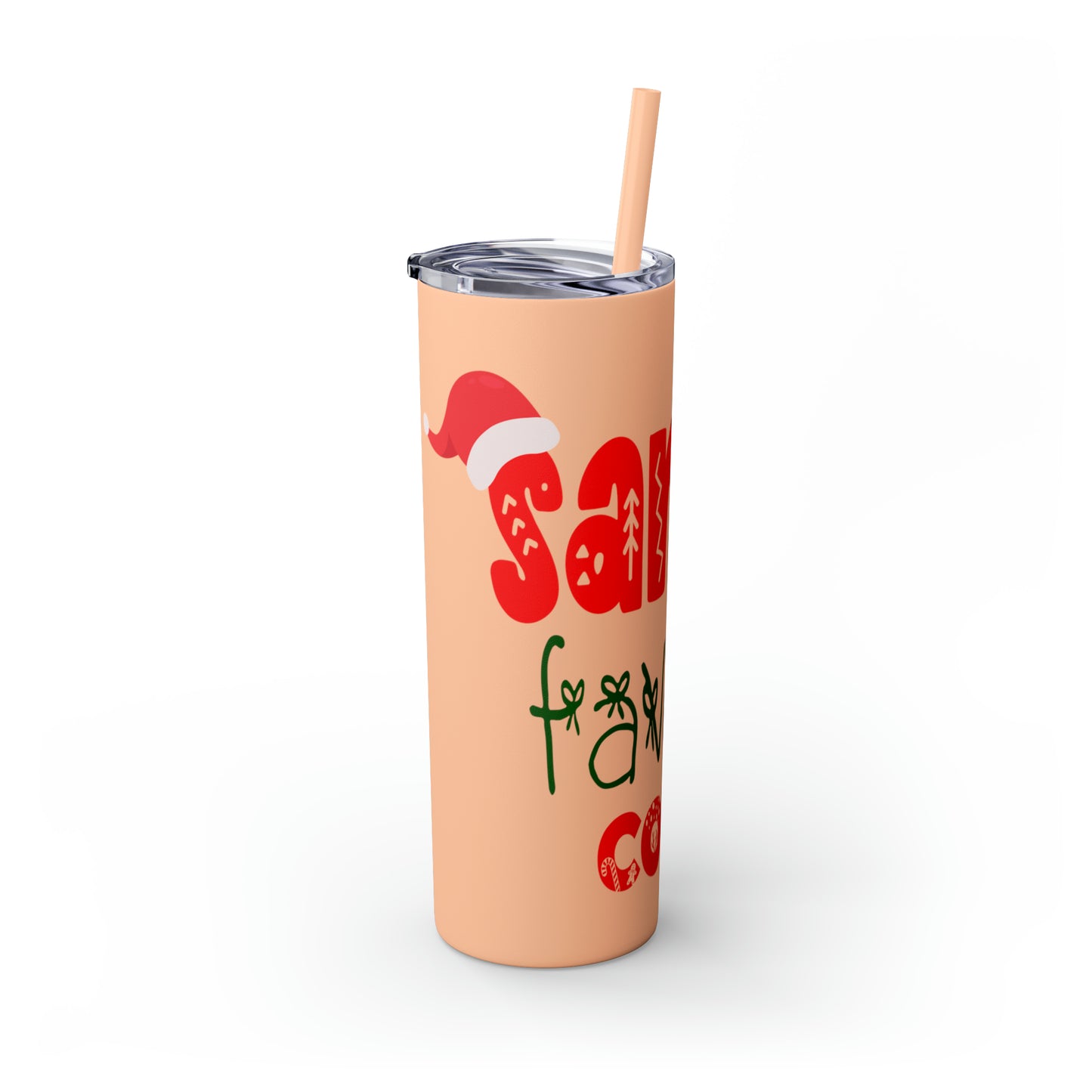Santa's Favorite Cousin Skinny Tumbler with Straw, 20oz