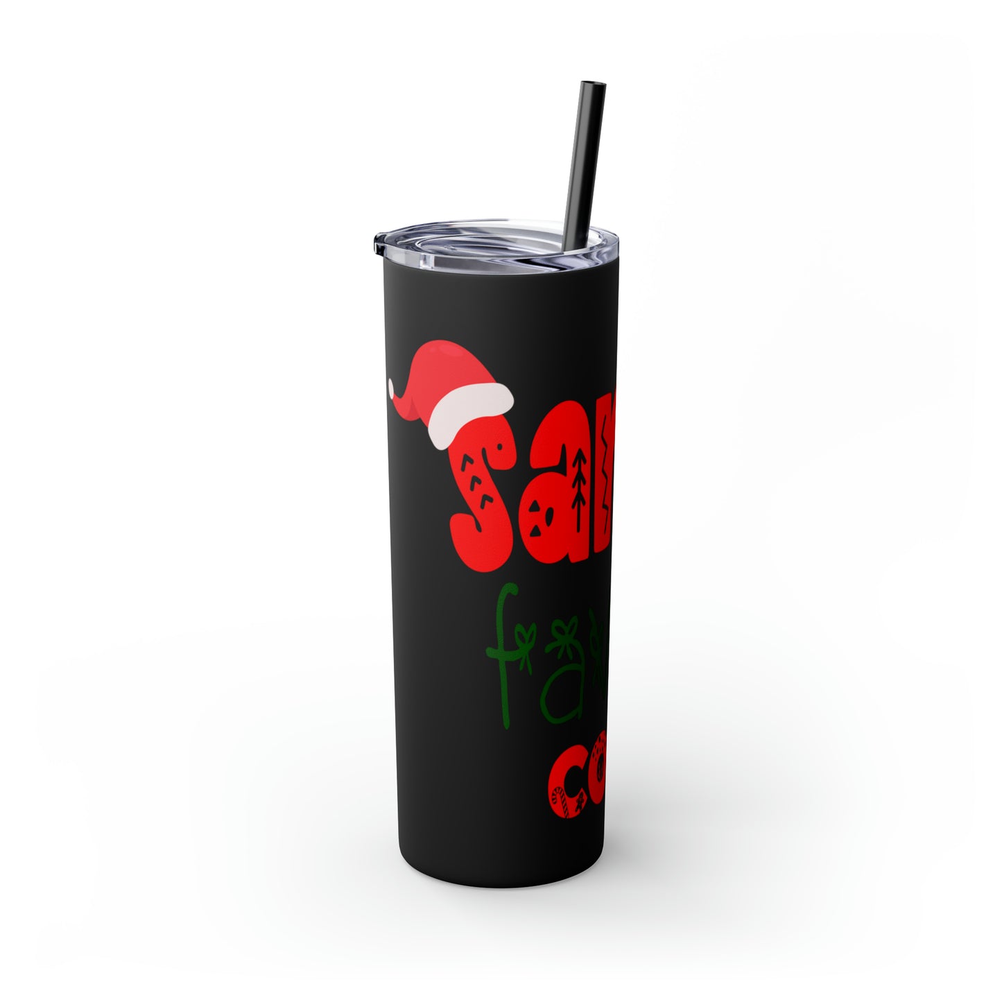 Santa's Favorite Cousin Skinny Tumbler with Straw, 20oz