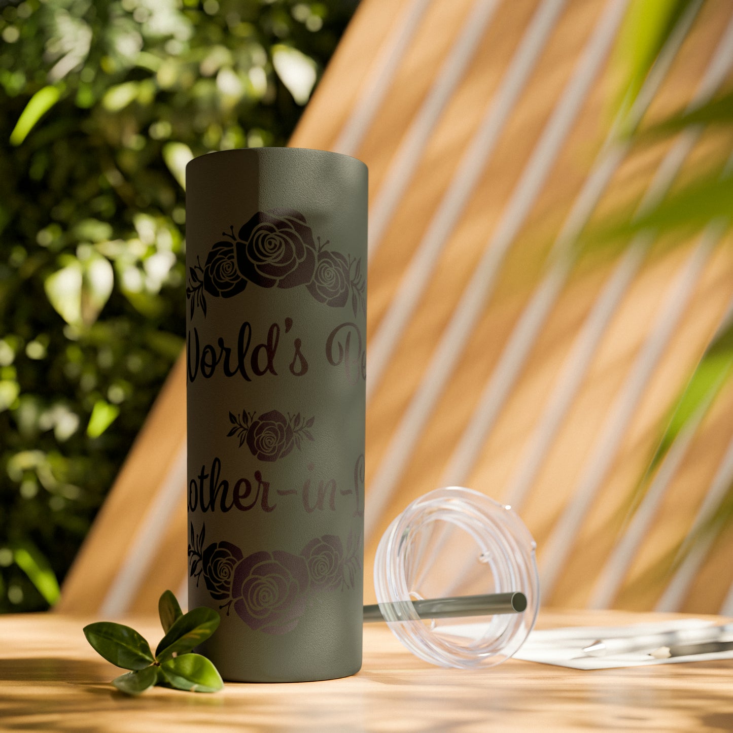 World's Best Mother-In-Law Skinny Tumbler with Straw, 20oz