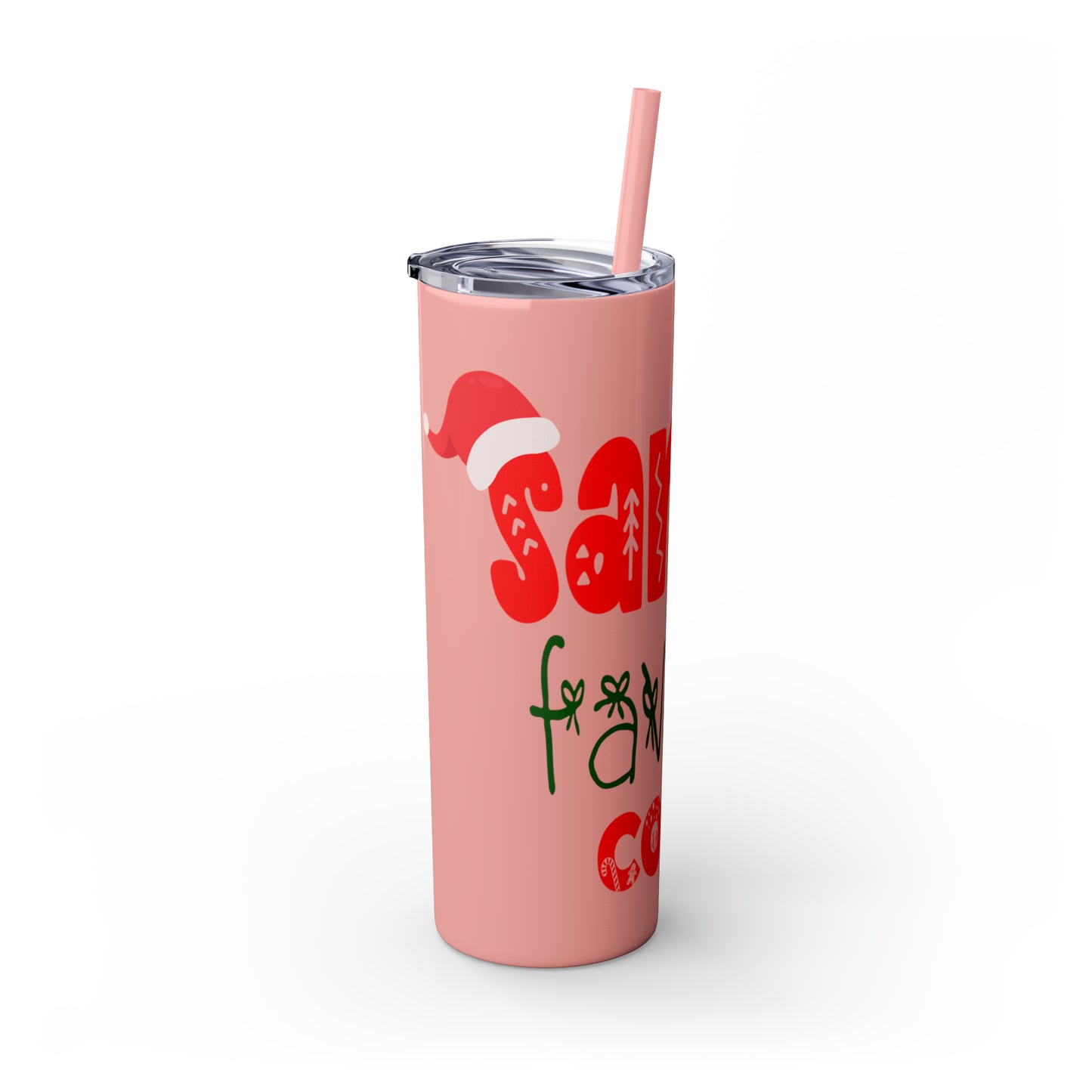 Santa's Favorite Cousin Skinny Tumbler with Straw, 20oz