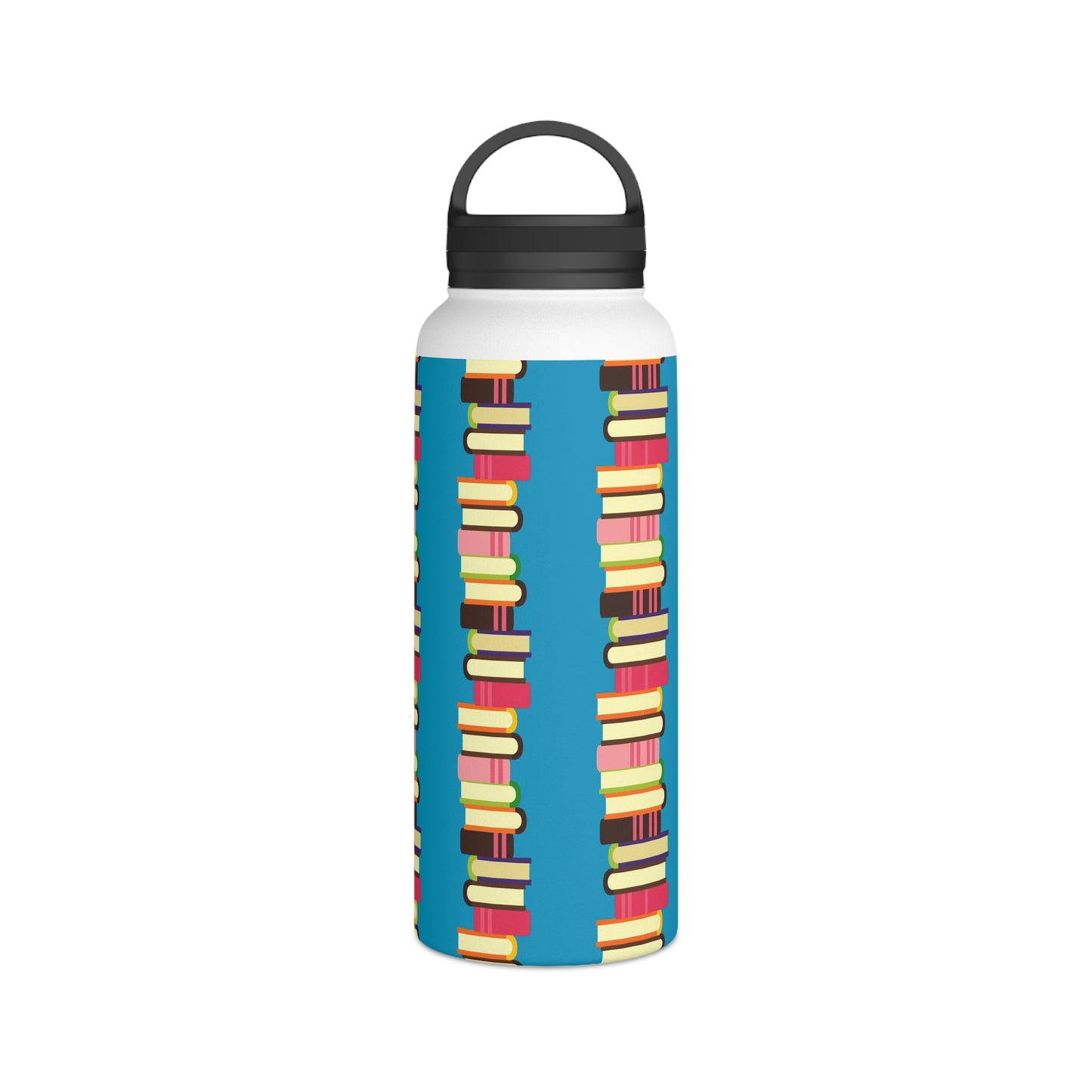Back To School Books Stainless Steel Water Bottle, Handle Lid