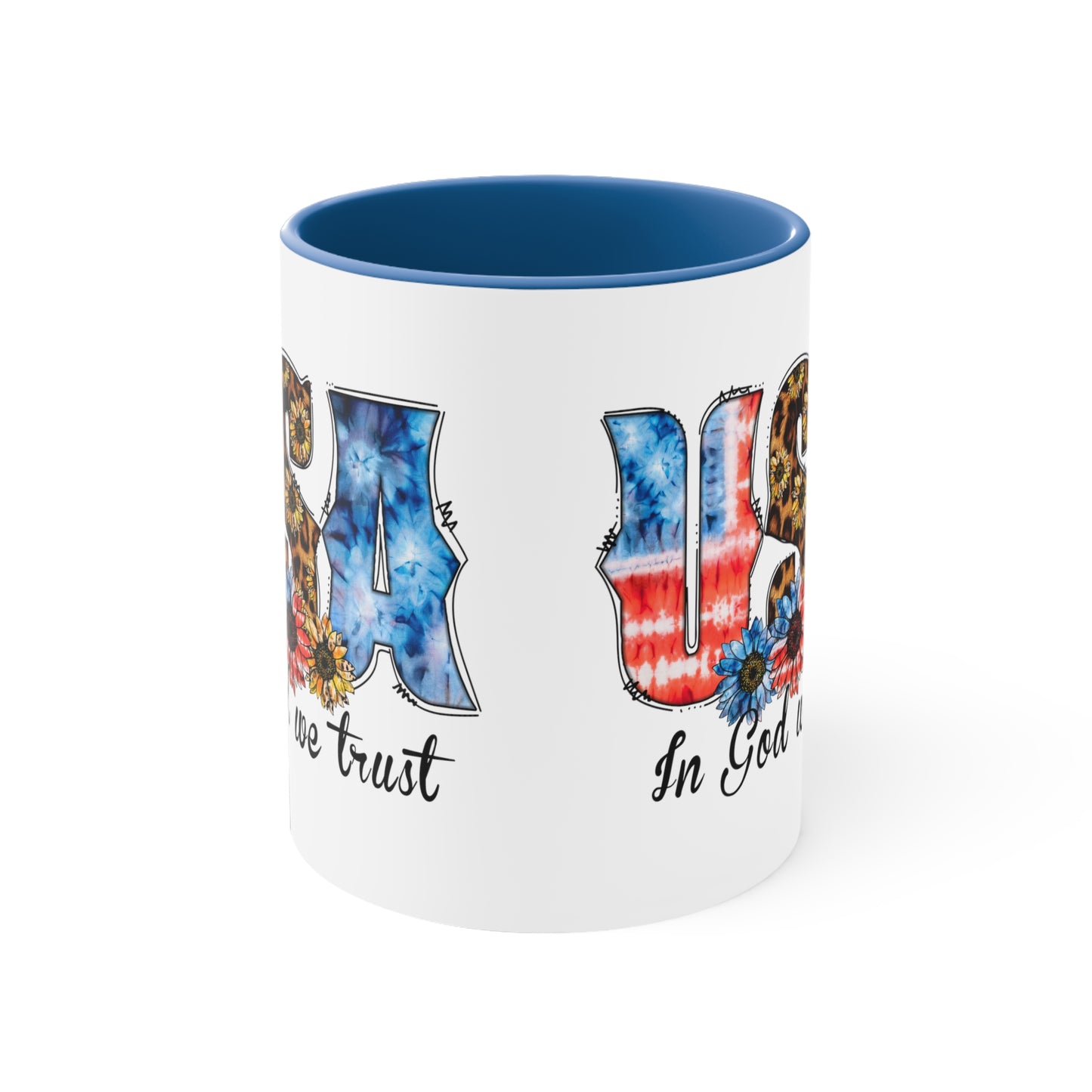 USA In God We Trust Accent Coffee Mug, 11oz