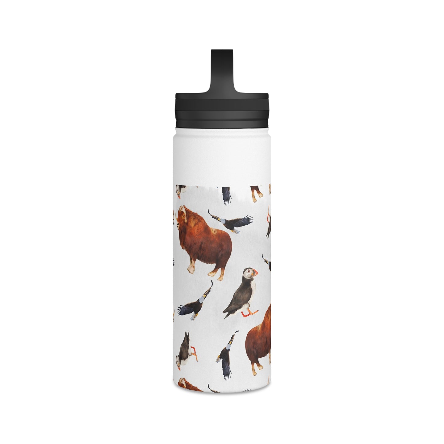 Back To School Animals Stainless Steel Water Bottle, Handle Lid