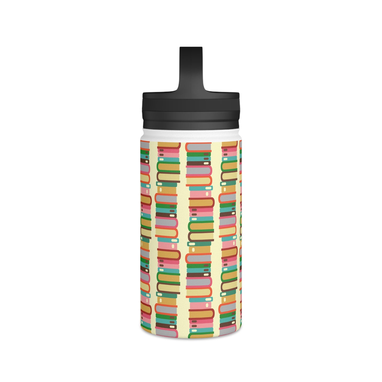 Back To School Books Stainless Steel Water Bottle, Handle Lid