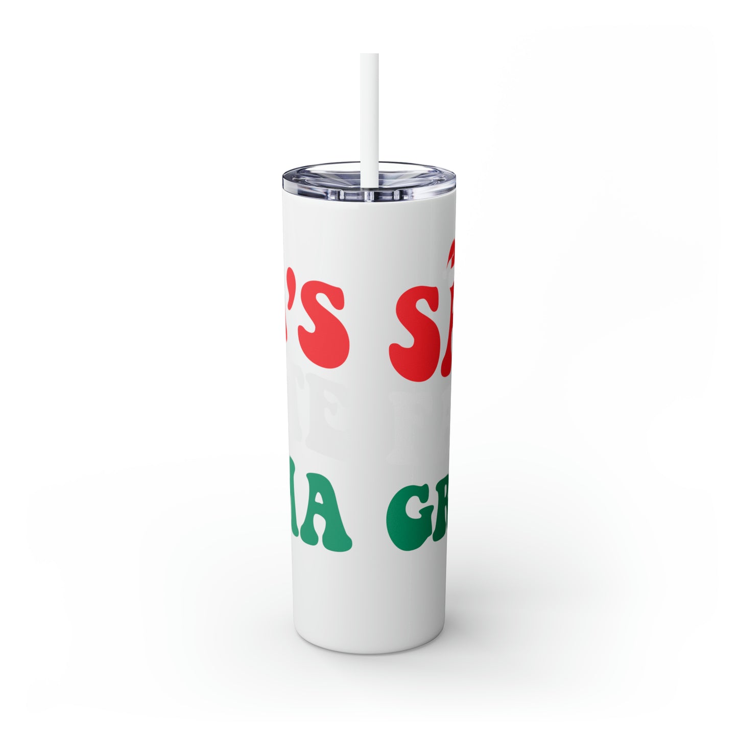 Santa's Favorite Grandma Skinny Tumbler with Straw, 20oz