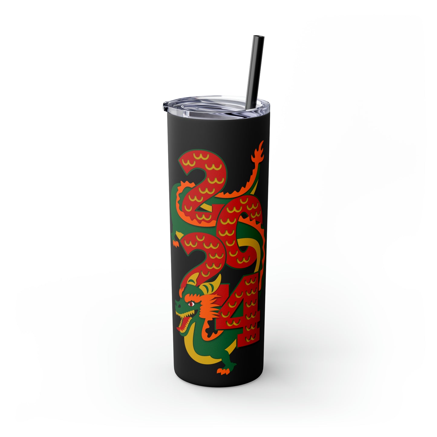 Year of Dragon 2024 Skinny Tumbler with Straw, 20oz