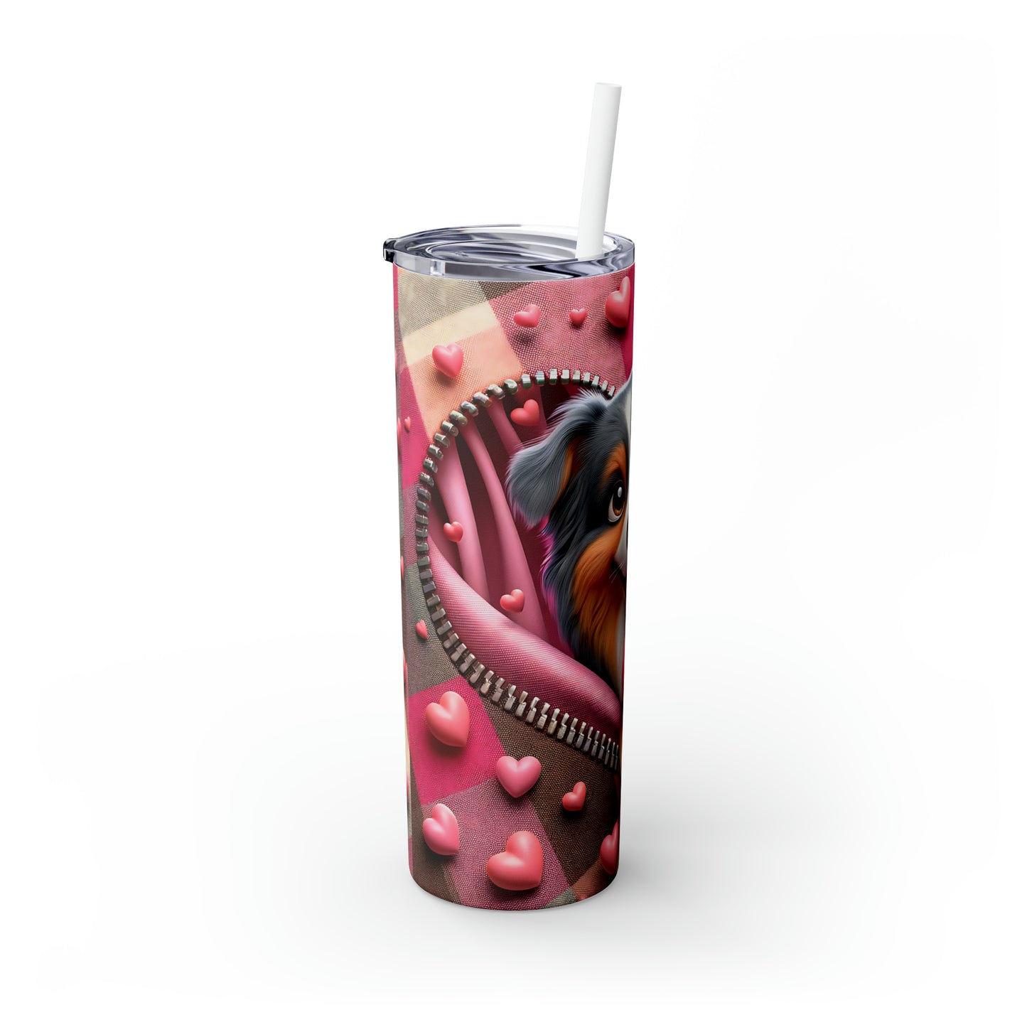 Shetland Sheepdog Valentine Skinny Tumbler with Straw, 20oz