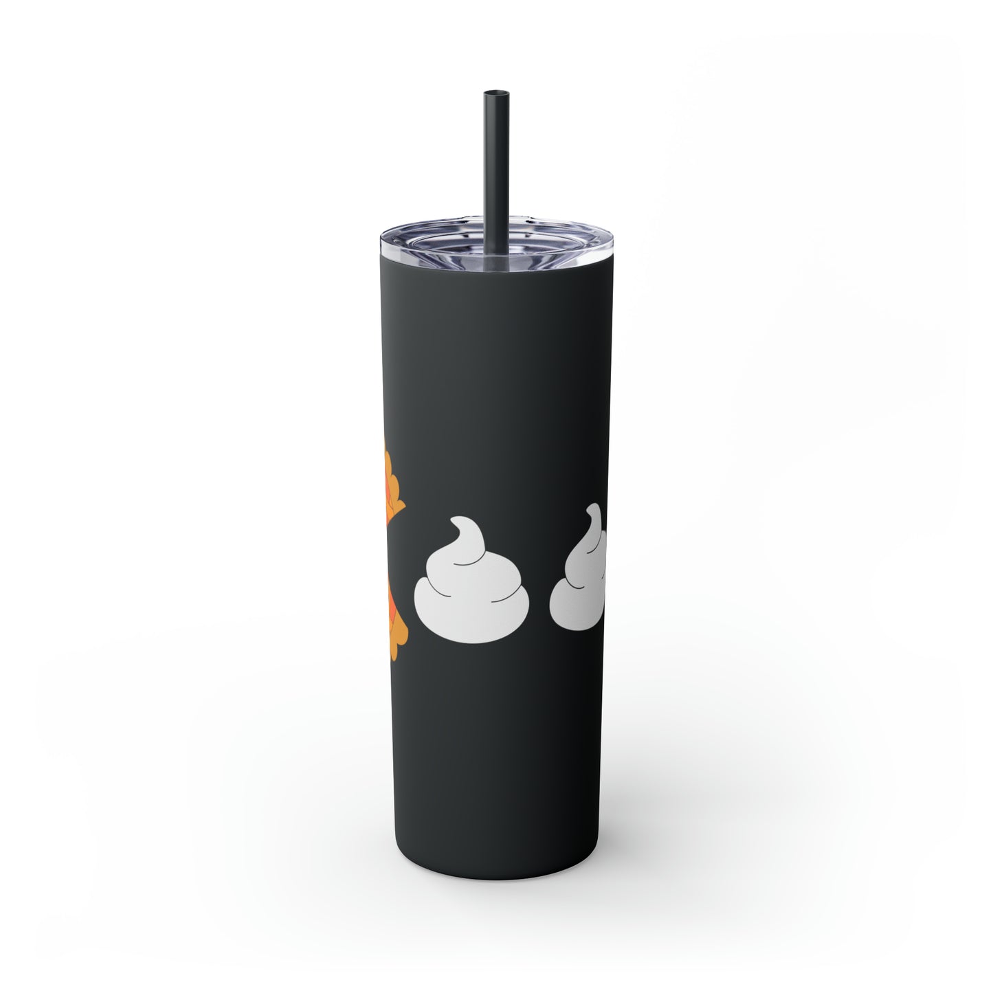 Pumpkin Pie & Whipped Cream (Pacman Themed) Thanksgiving Skinny Tumbler with Straw, 20oz