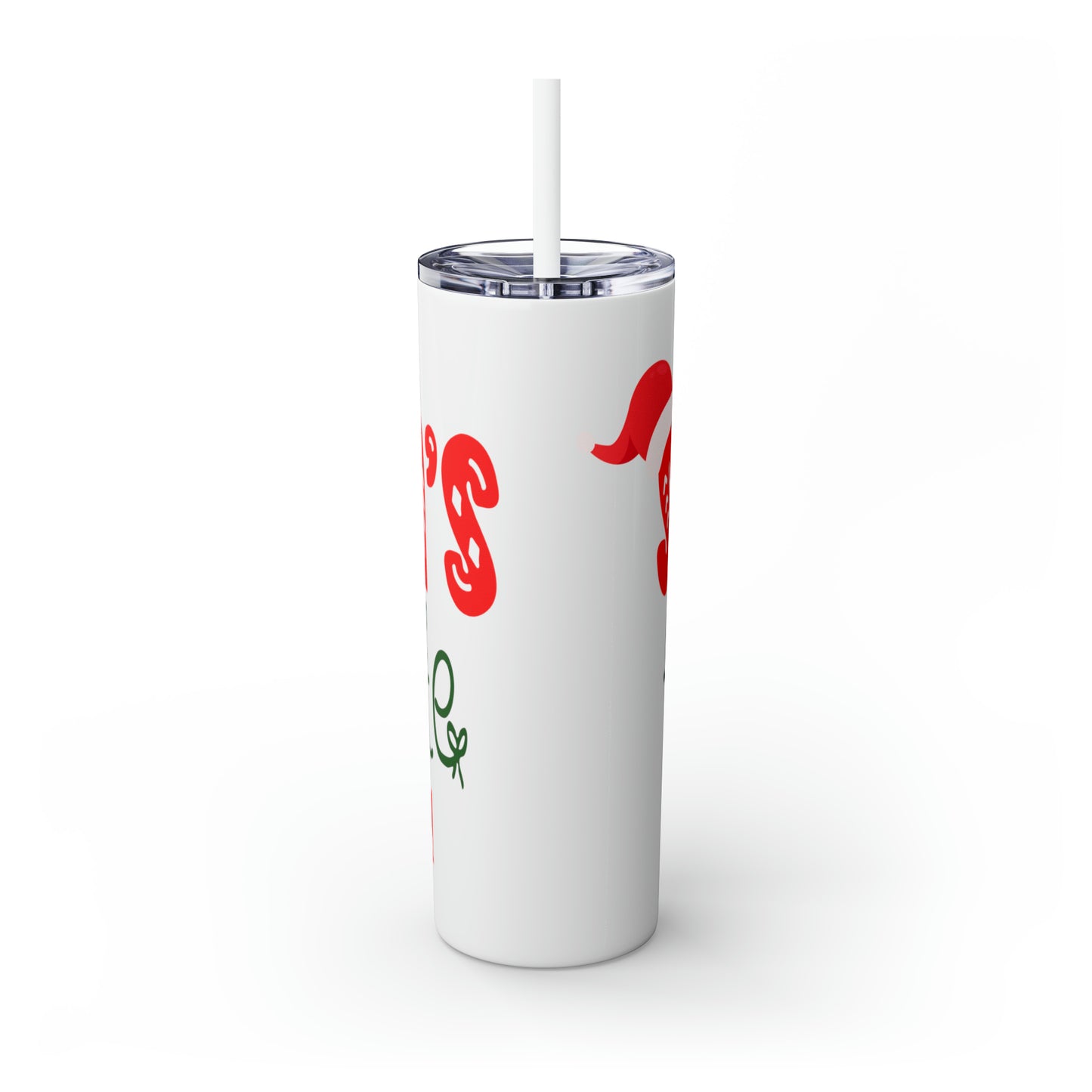 Santa's Favorite Cousin Skinny Tumbler with Straw, 20oz