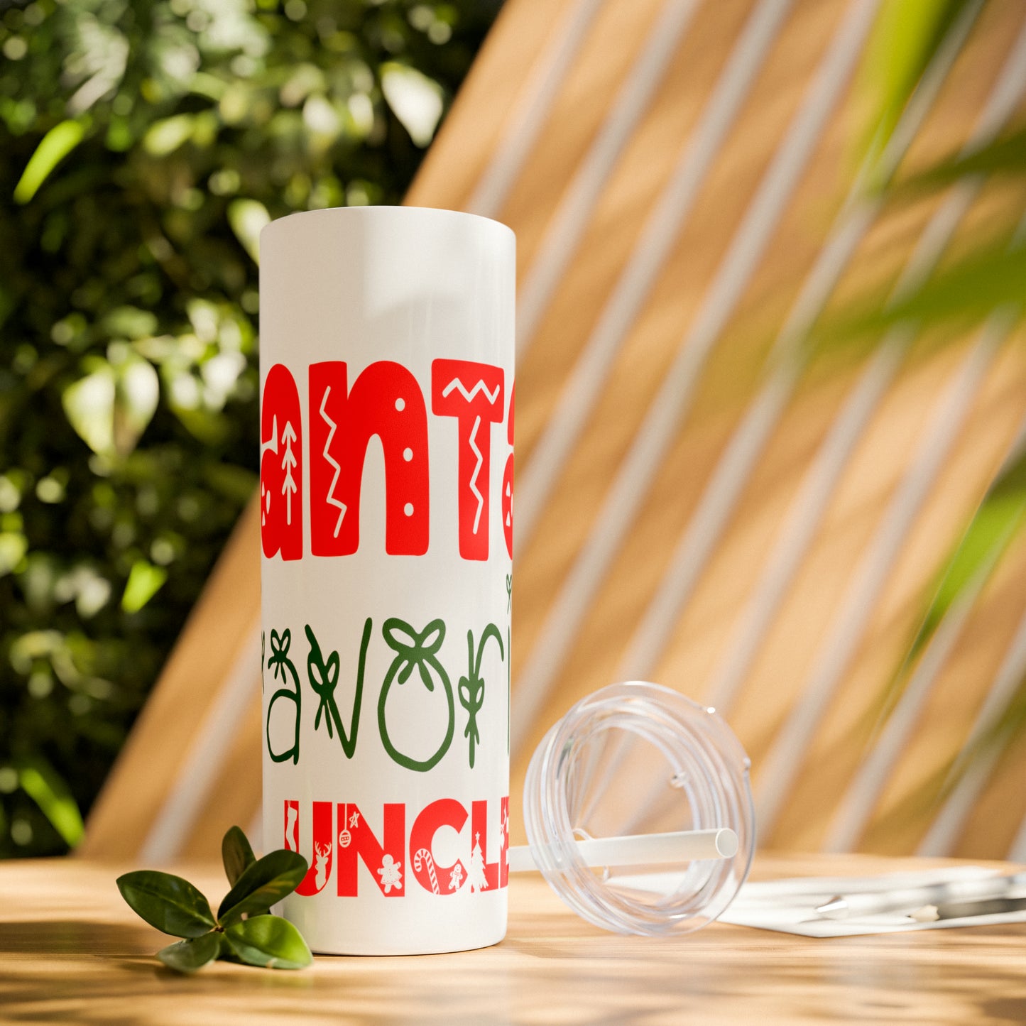 Santa's Favorite Uncle Skinny Tumbler with Straw, 20oz