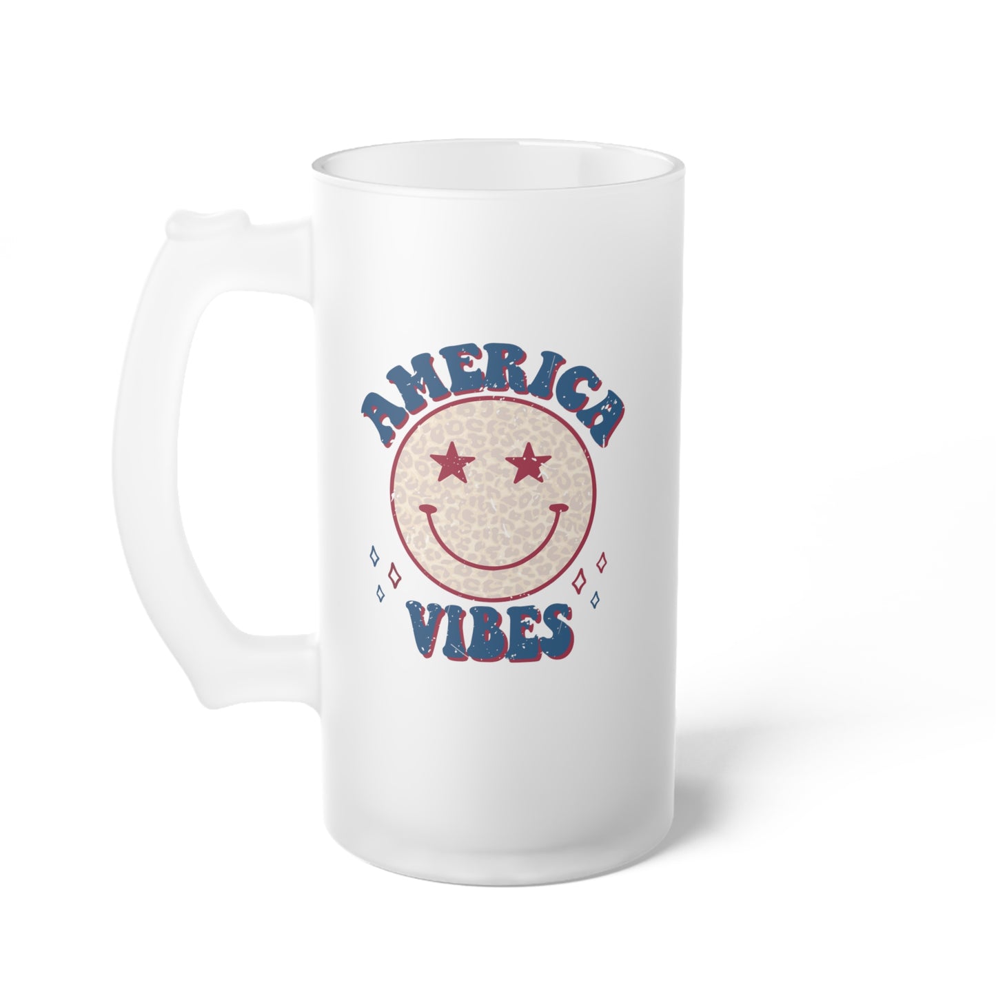 America Vibes Frosted Glass Beer Mug