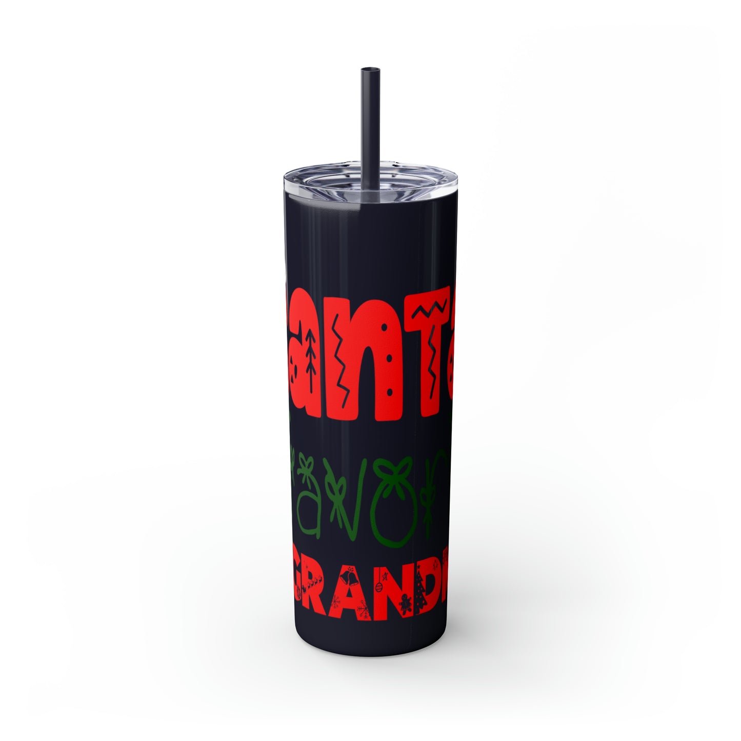 Santa's Favorite Grandma Skinny Tumbler with Straw, 20oz
