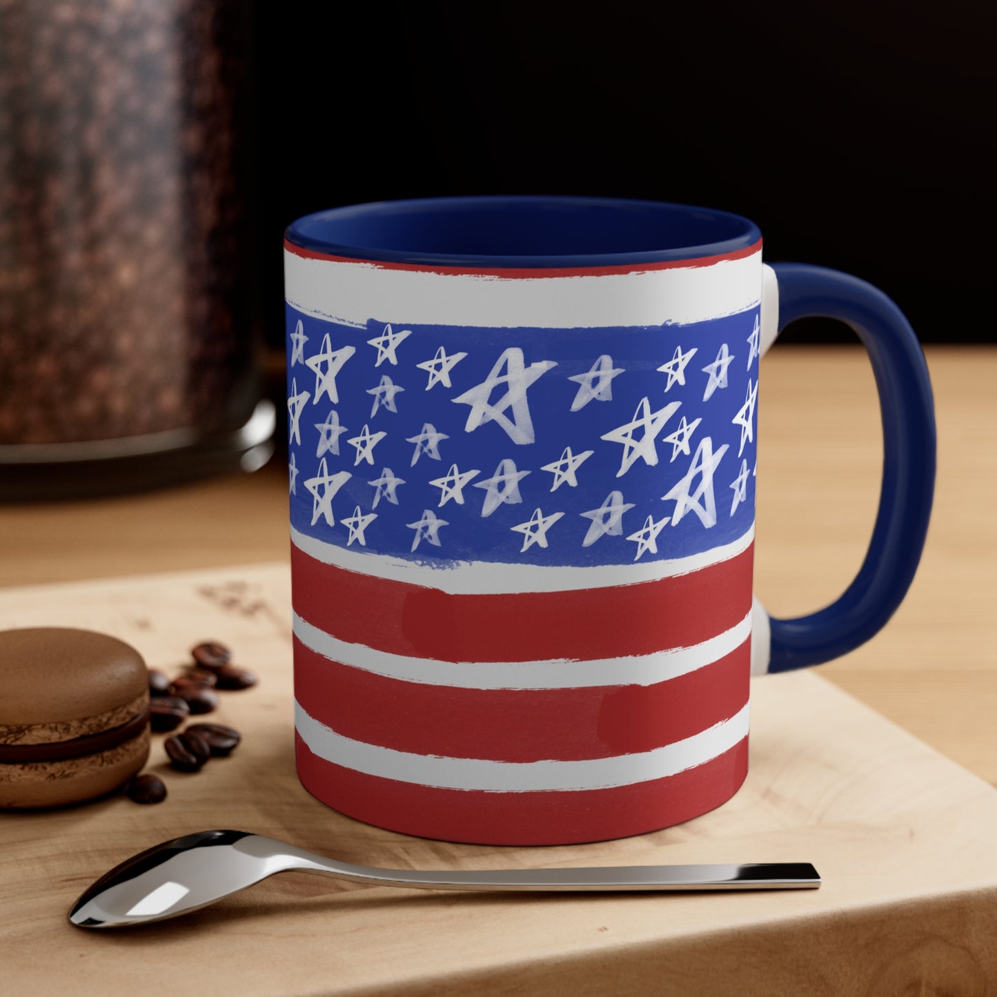 American Flag Themed Accent Coffee Mug, 11oz