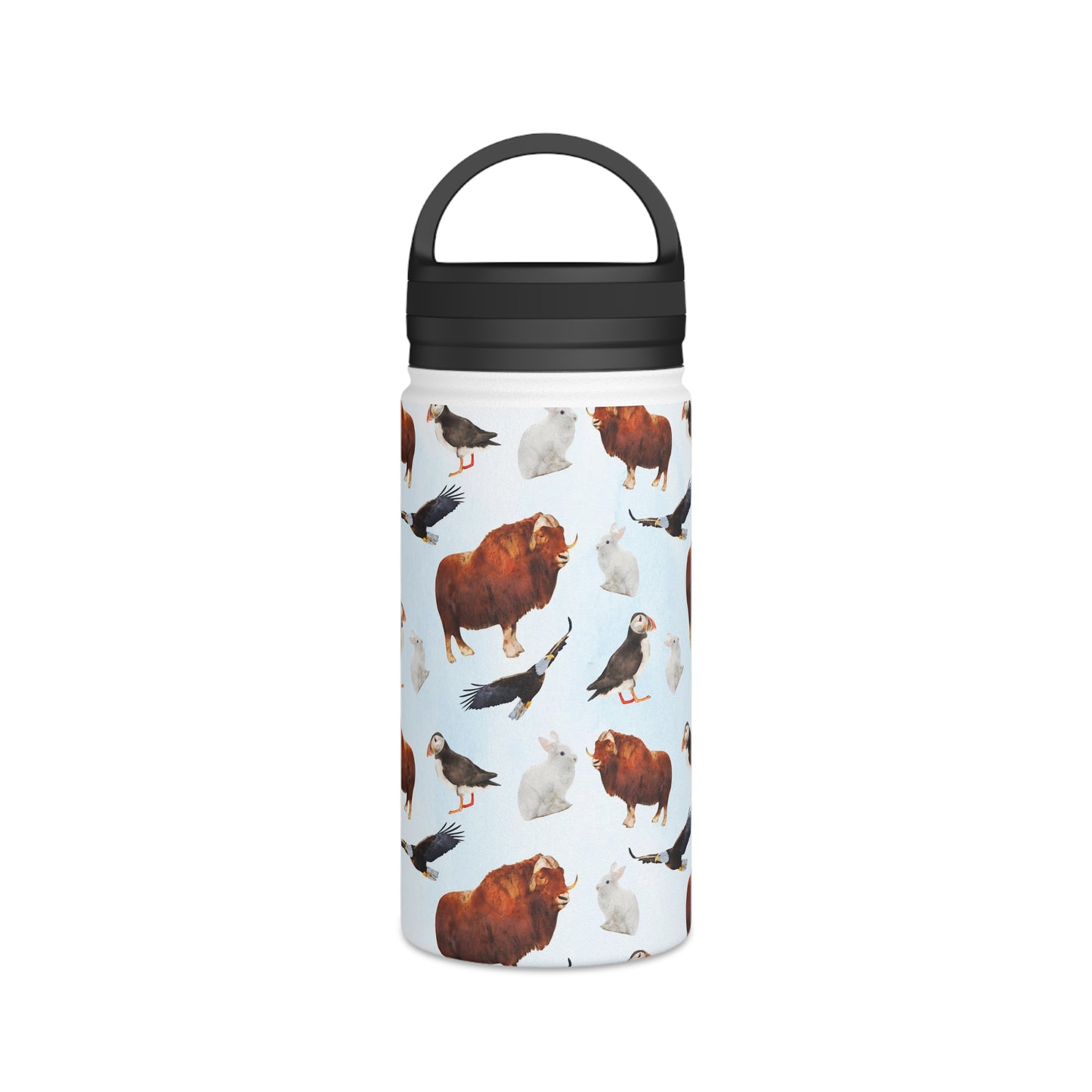 Back To School Animals Stainless Steel Water Bottle, Handle Lid