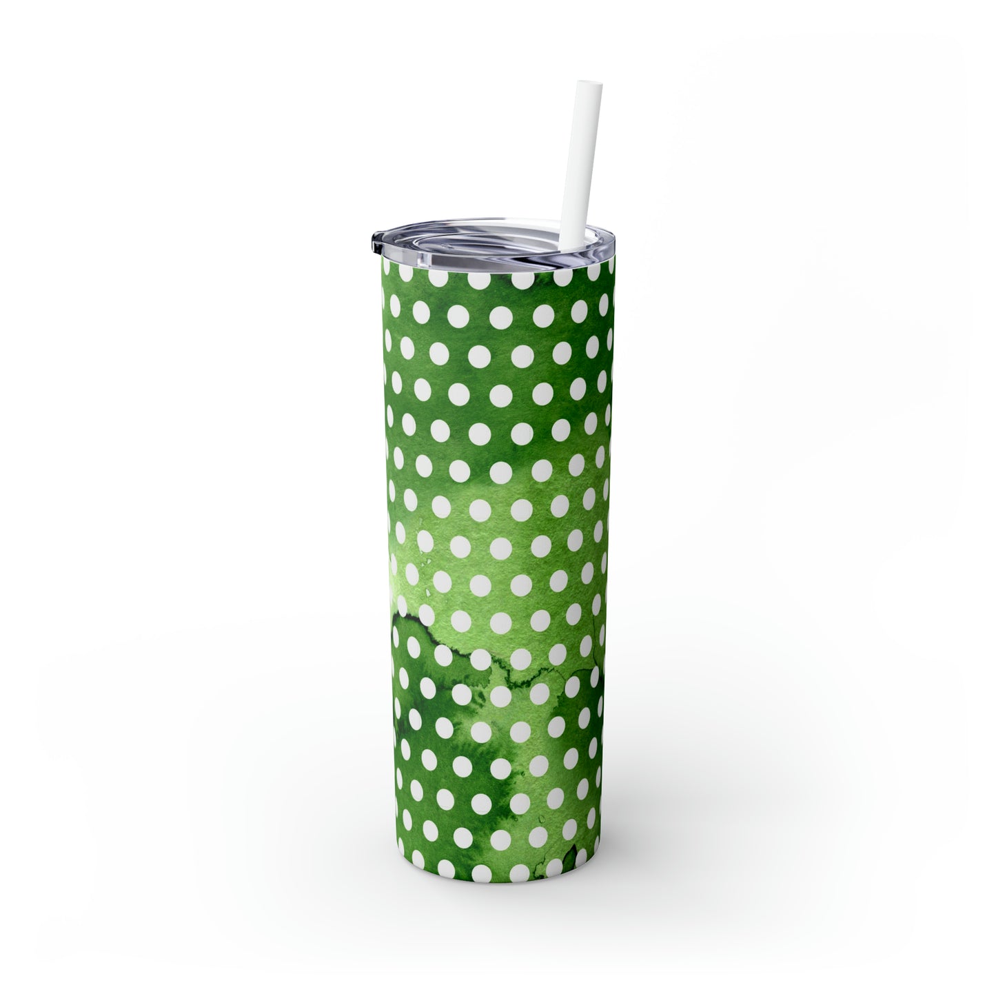 St Patricks Day Polka Dots Skinny Tumbler with Straw, 20oz