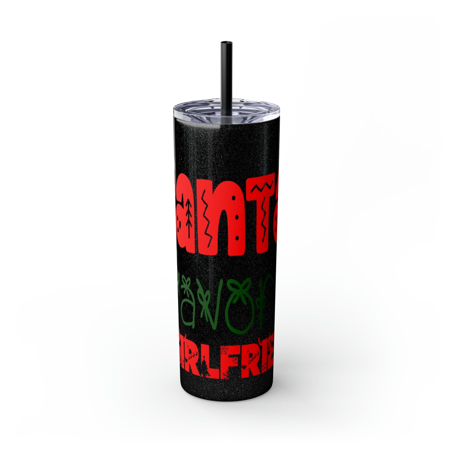 Santa's Favorite Girlfriend Skinny Tumbler with Straw, 20oz