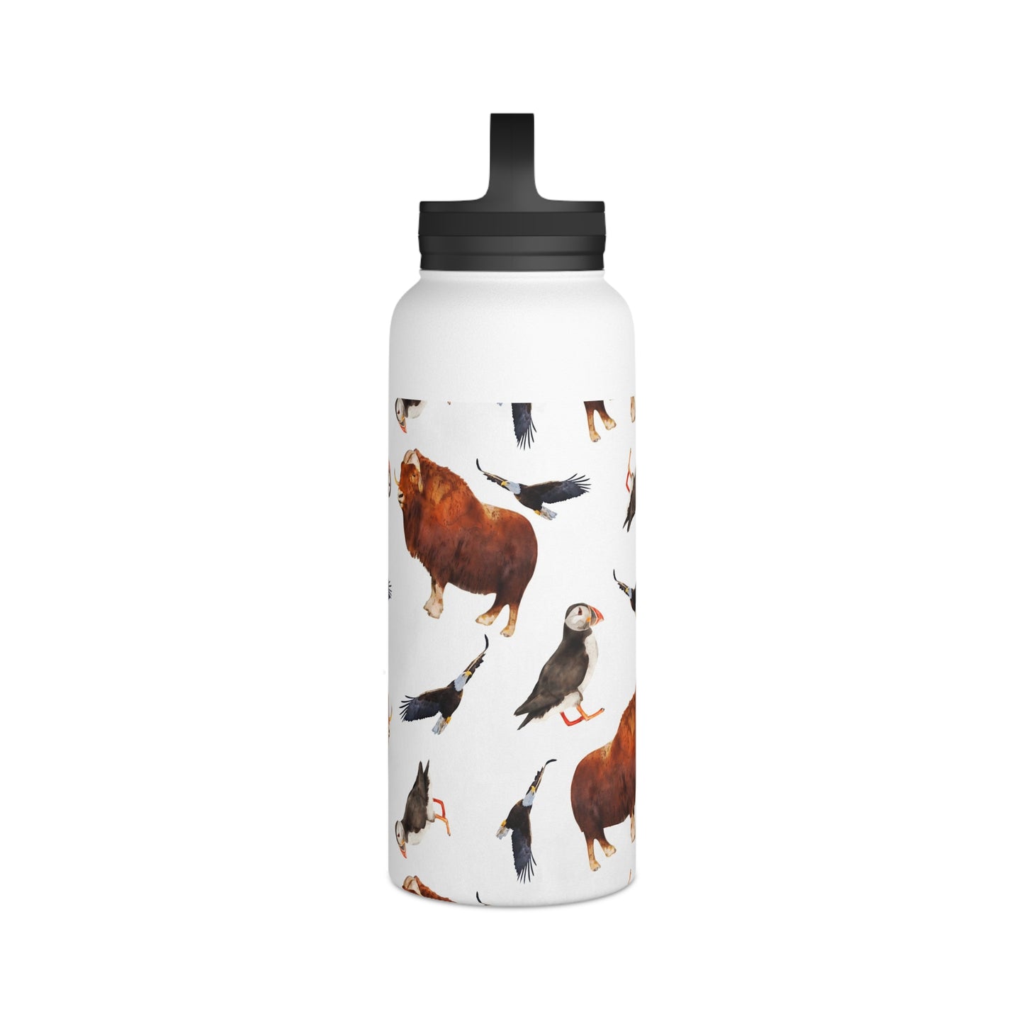 Back To School Animals Stainless Steel Water Bottle, Handle Lid