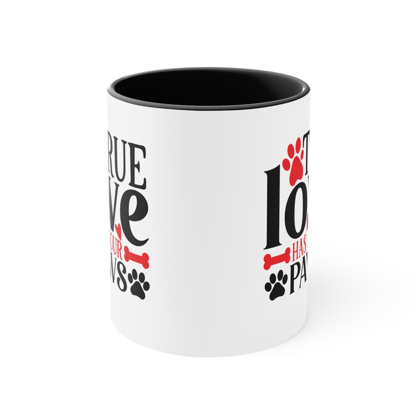 True Love Has Four Paws Valentines Day Accent Coffee Mug, 11oz