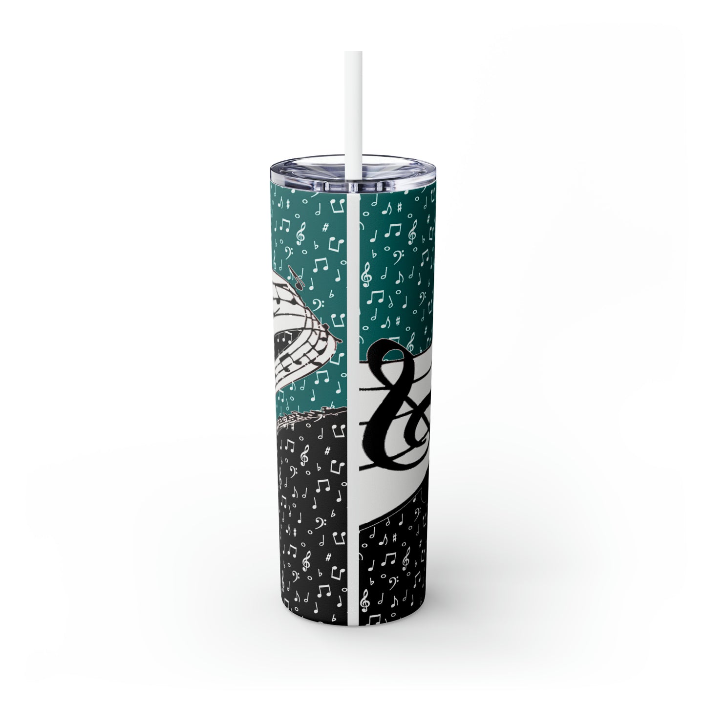 Musical Notes Skinny Tumbler with Straw, 20oz