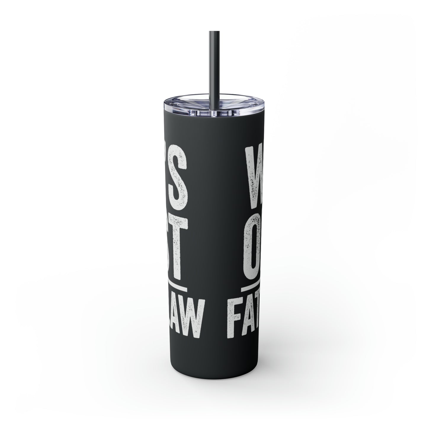 World's  Okayest Father-In-Law Skinny Tumbler with Straw, 20oz