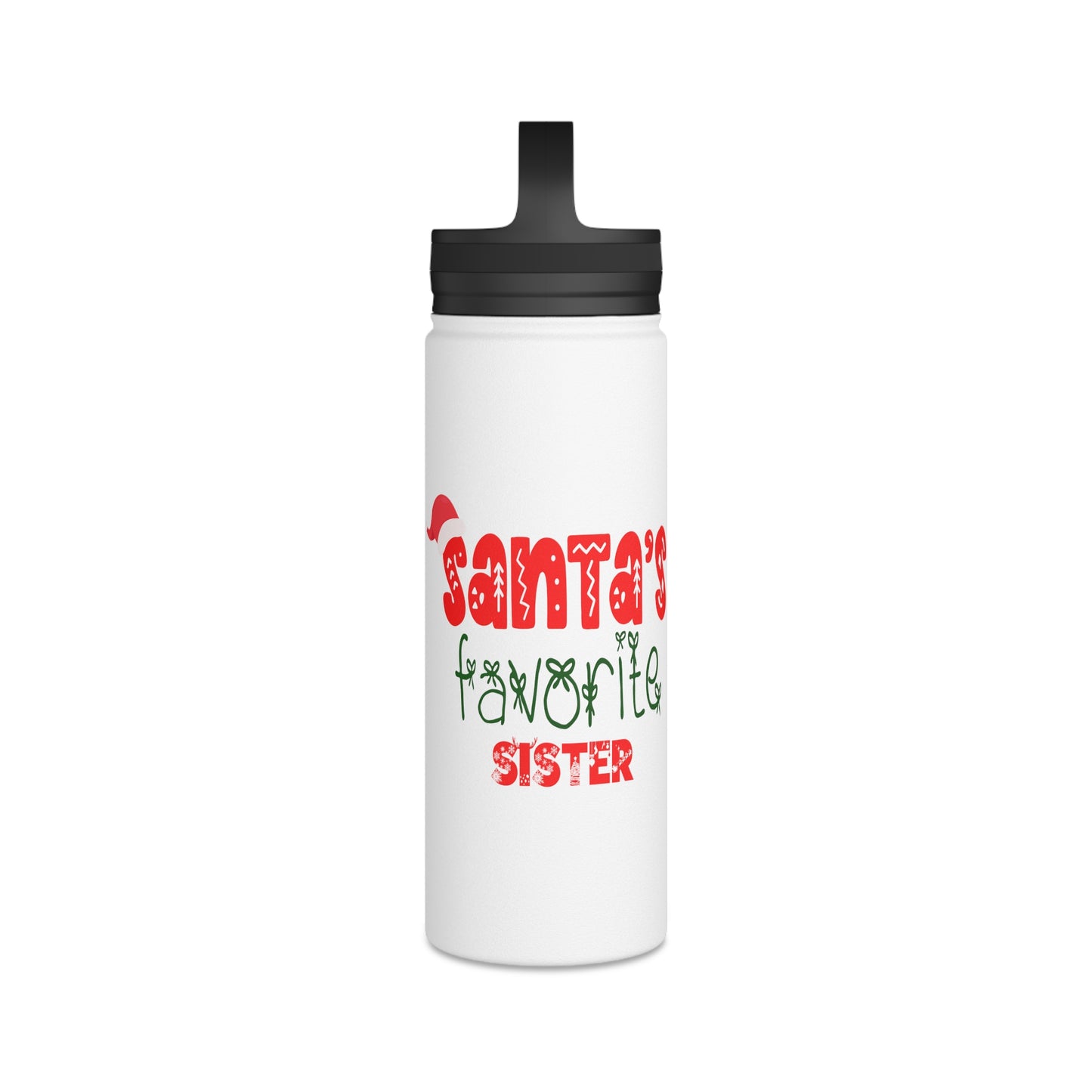 Santa's Favorite Sister Stainless Steel Water Bottle, Handle Lid