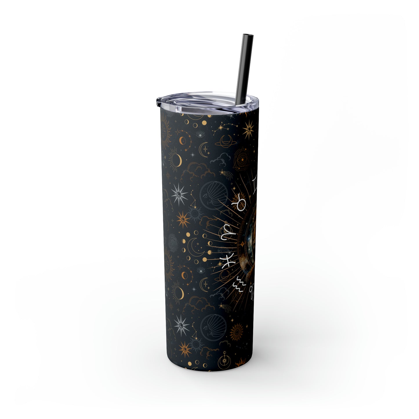 Leo Zodiac Skinny Tumbler with Straw Astrology Insulated Mug Bridesmaids Gift Bachelorette Party Favor Birthday Gift