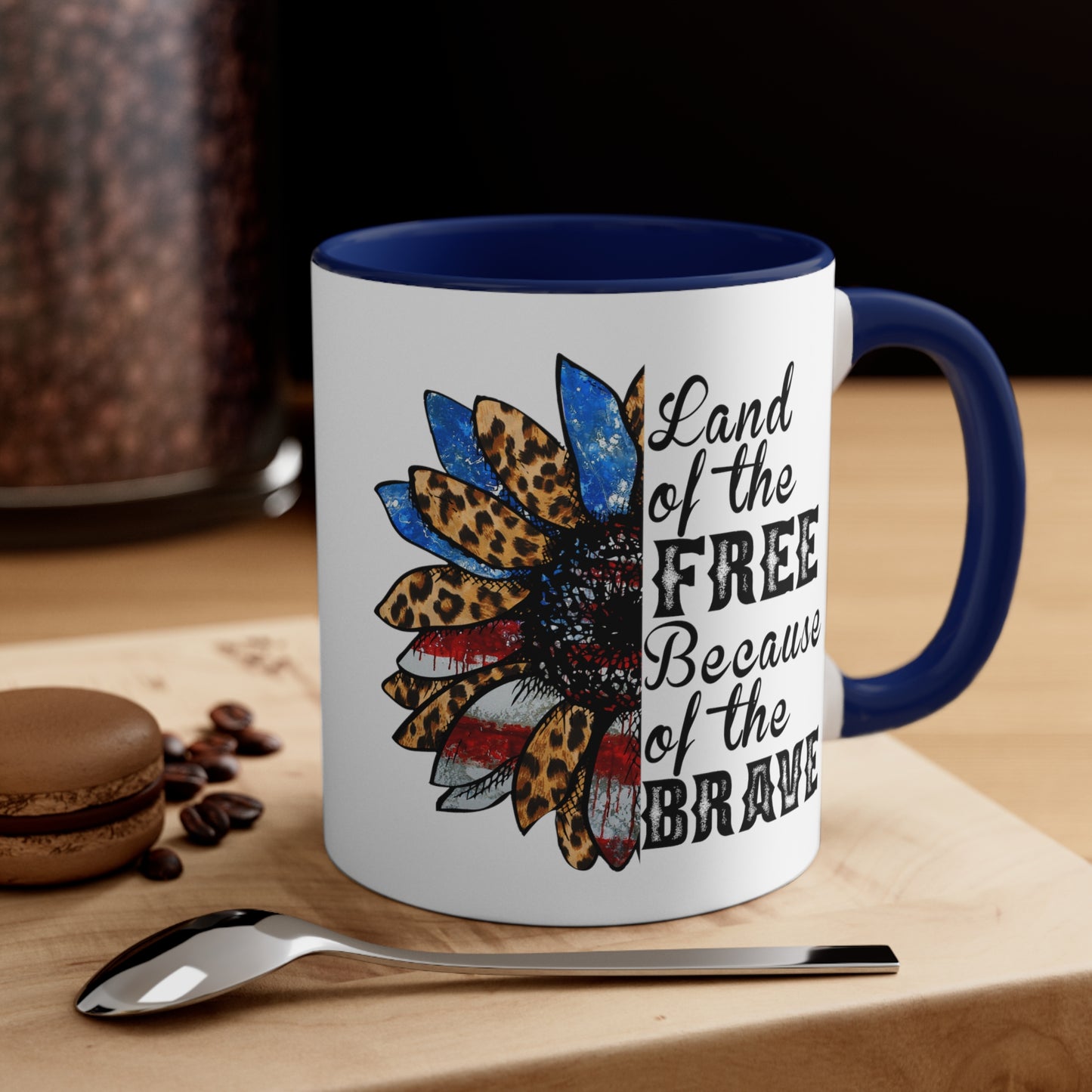 Land of The Free Because of the Brave Accent Coffee Mug, 11oz