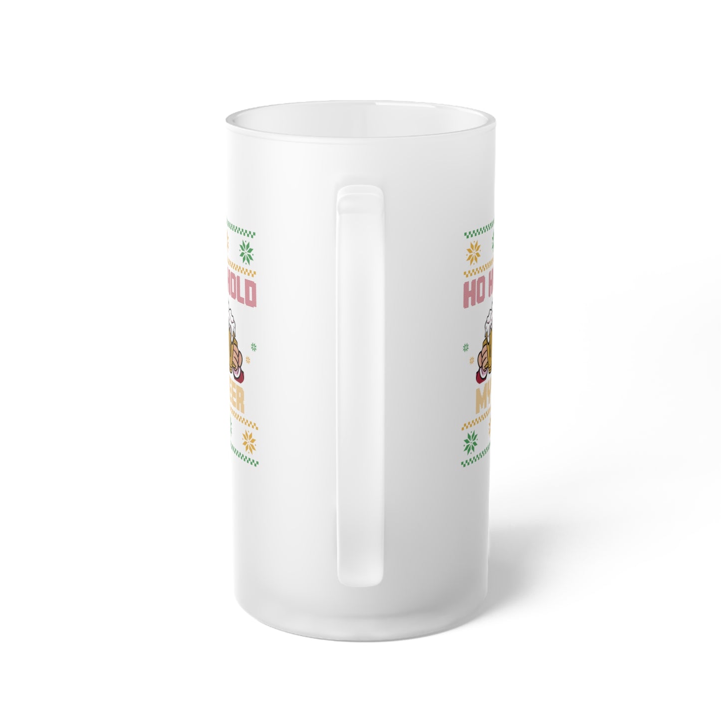 Ho Ho Hold My Beer Frosted Glass Beer Mug