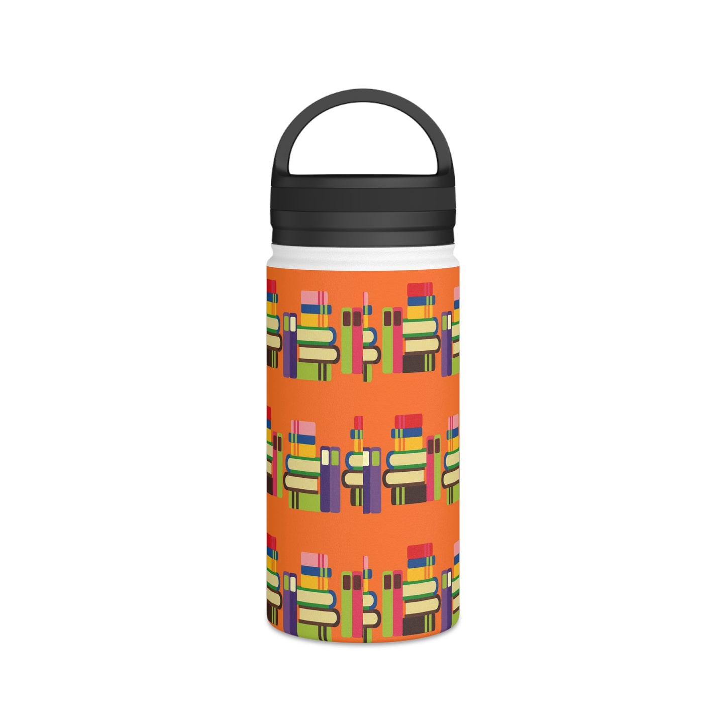 Back To School Books Stainless Steel Water Bottle, Handle Lid