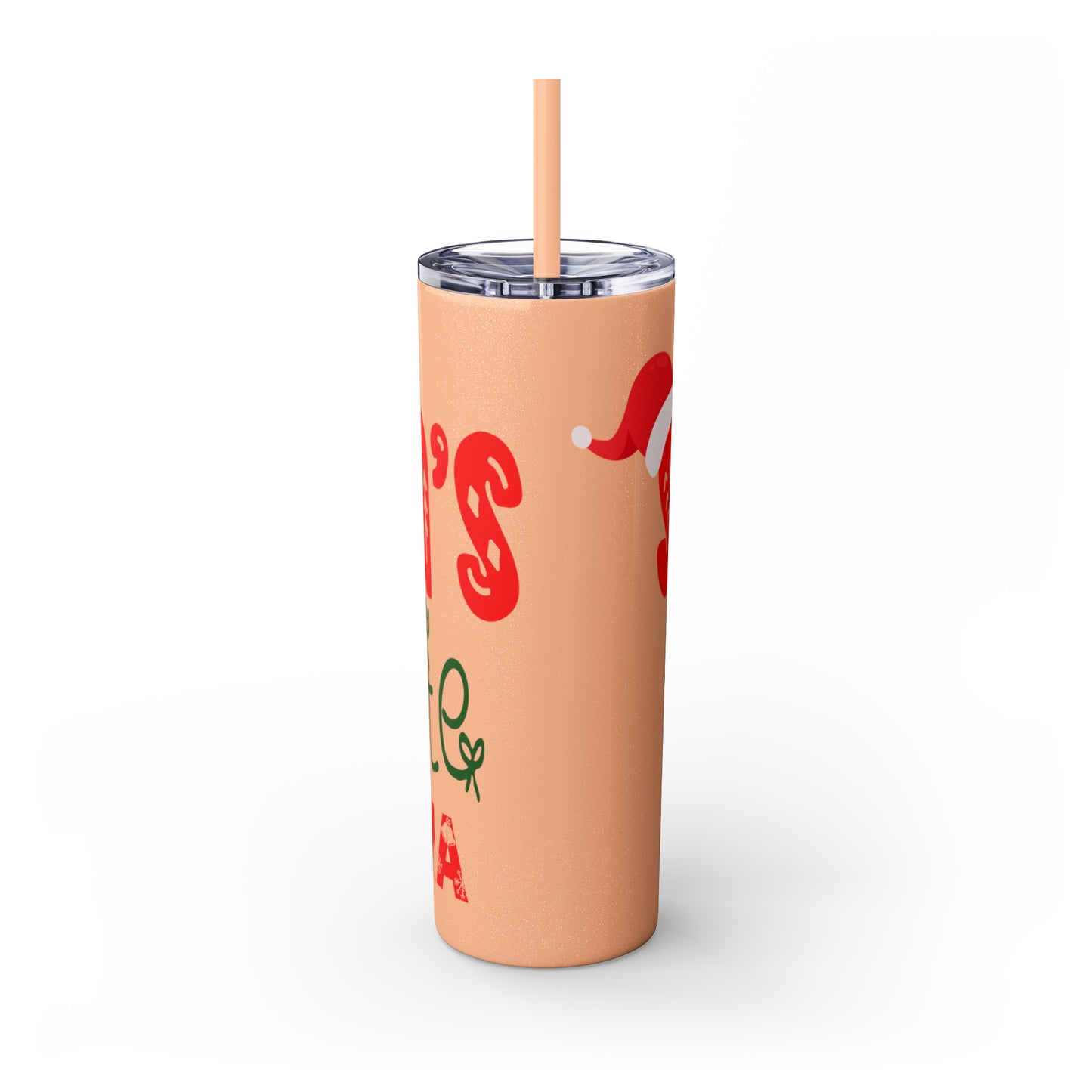 Santa's Favorite Grandma Skinny Tumbler with Straw, 20oz