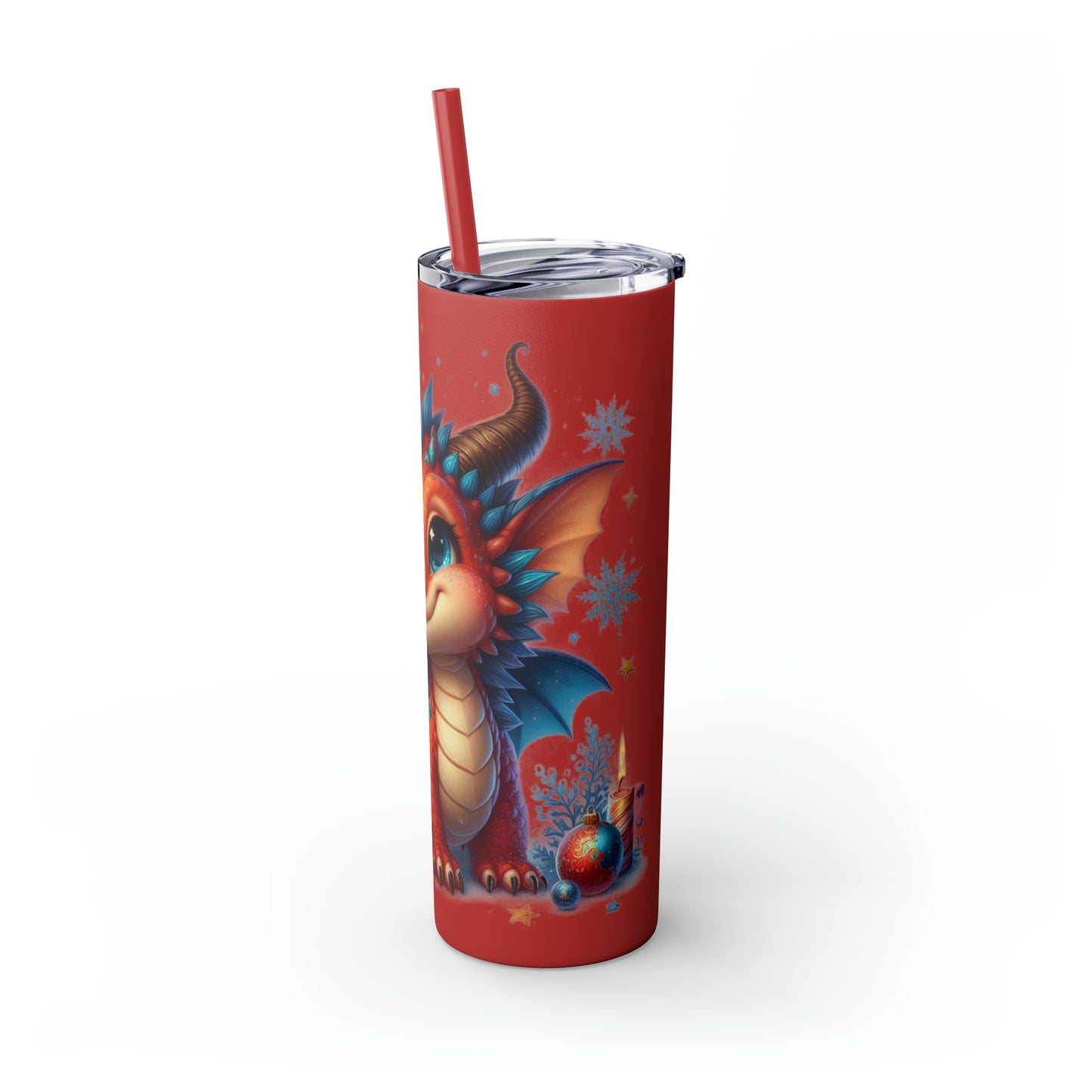 Happy New Year of Dragon Skinny Tumbler with Straw, 20oz