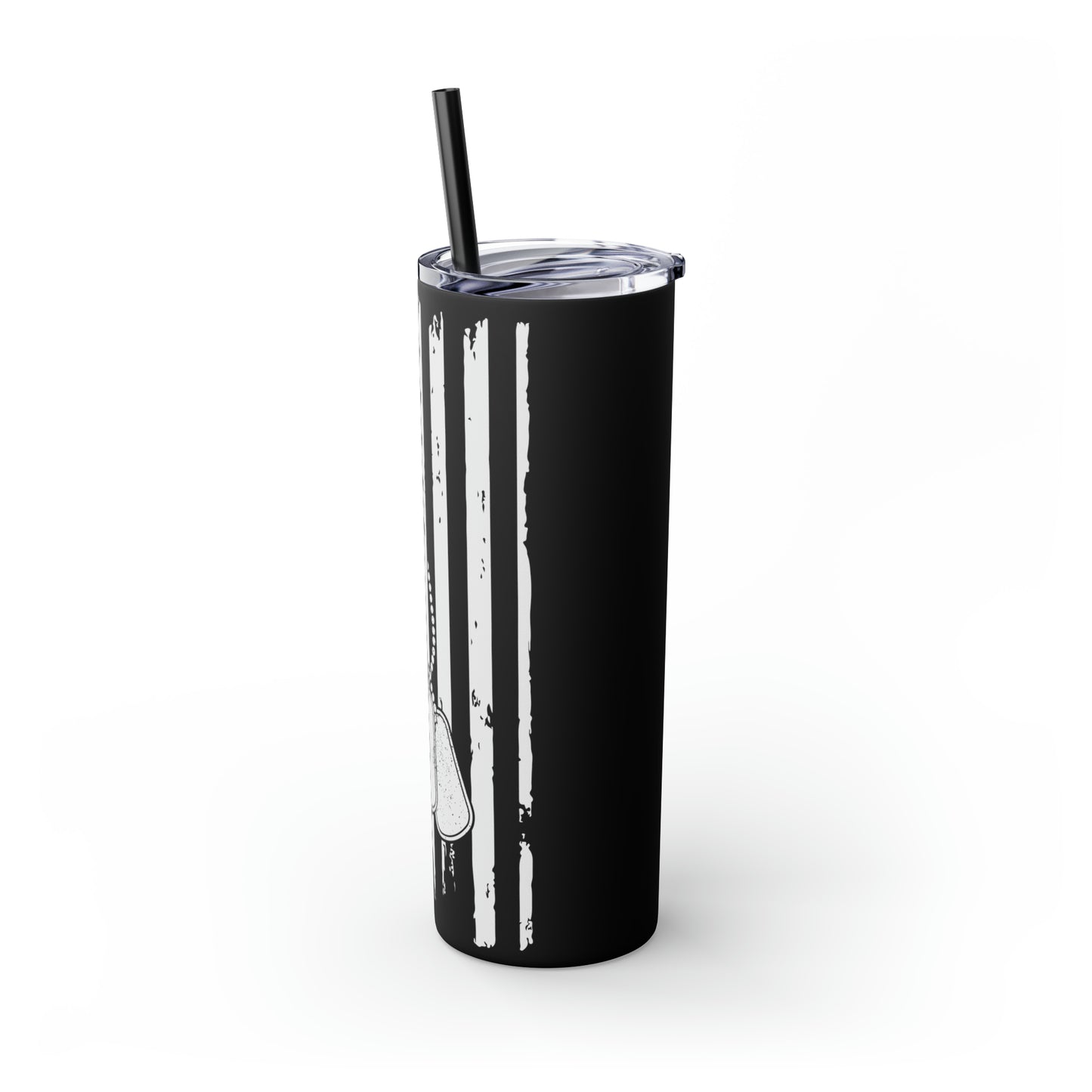 Flag with Tags Veterans Day Skinny Tumbler with Straw, 20oz