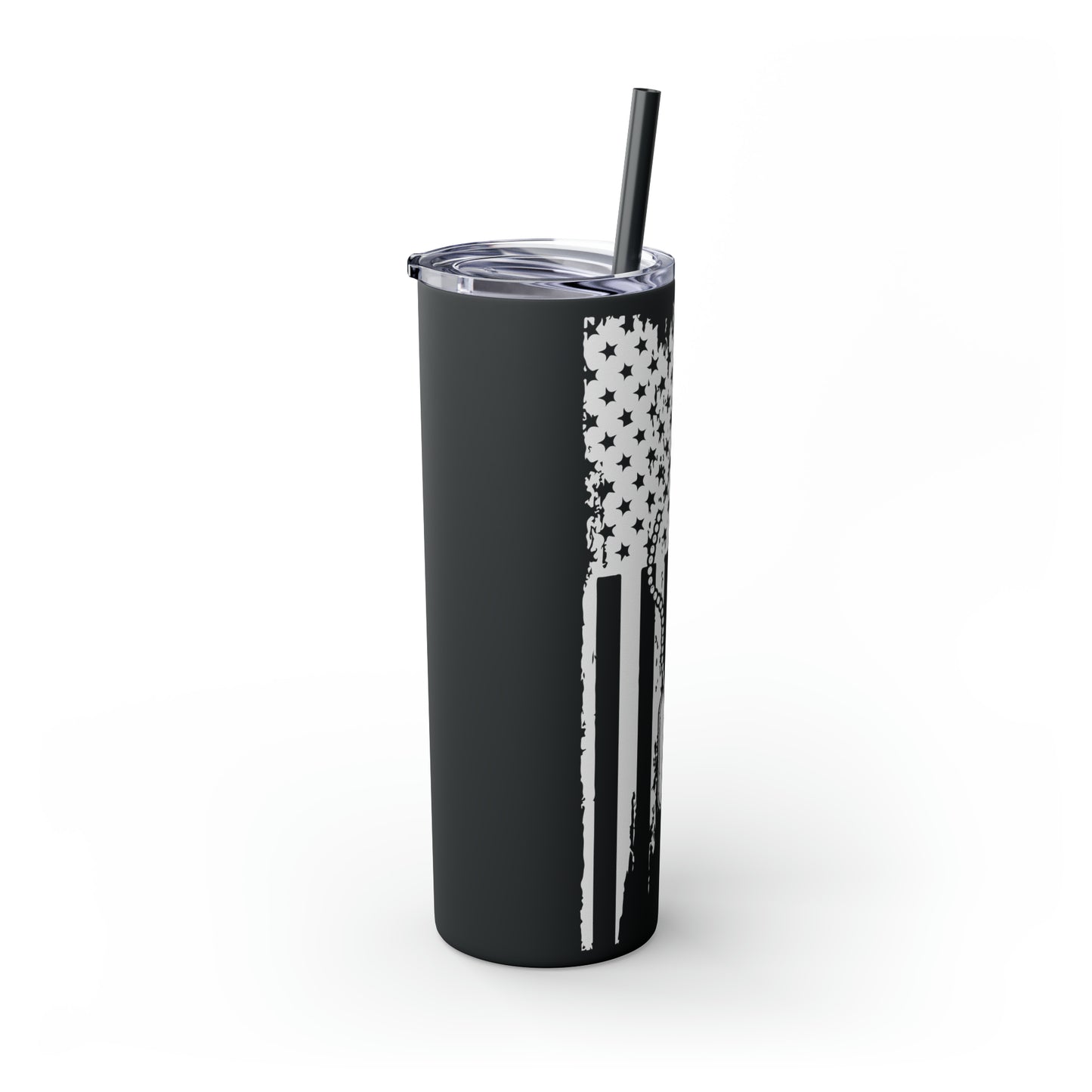 Flag with Tags Veterans Day Skinny Tumbler with Straw, 20oz
