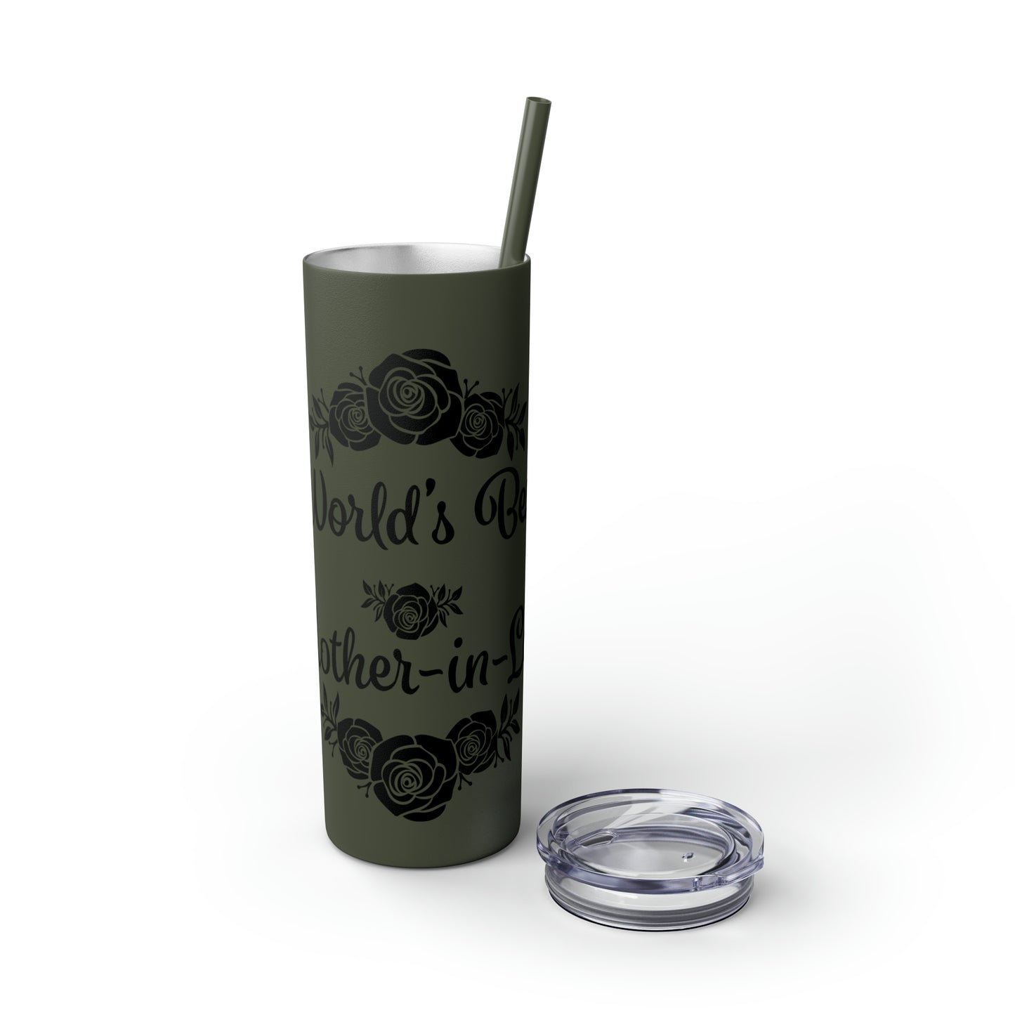 World's Best Mother-In-Law Skinny Tumbler with Straw, 20oz