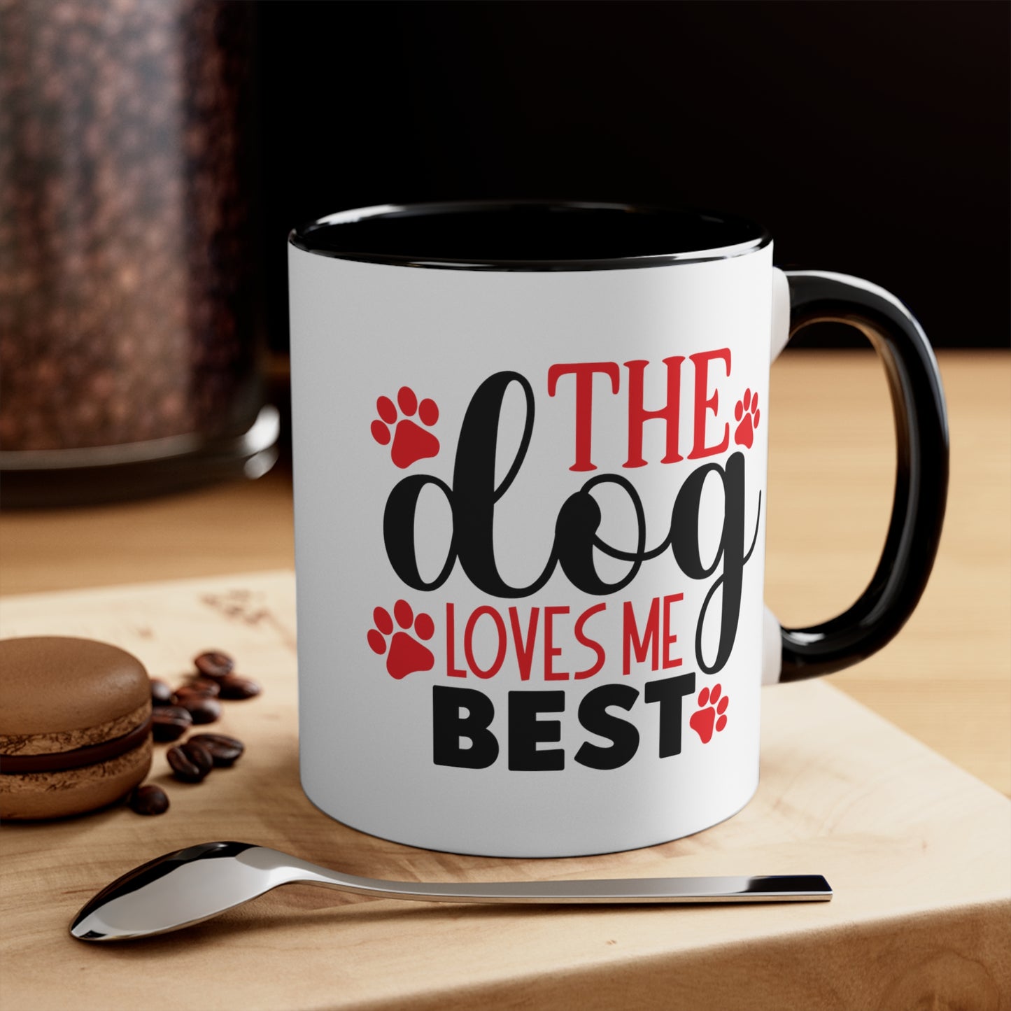 The Dog Love Me Best Valentines Day Accent Coffee Mug, 11oz