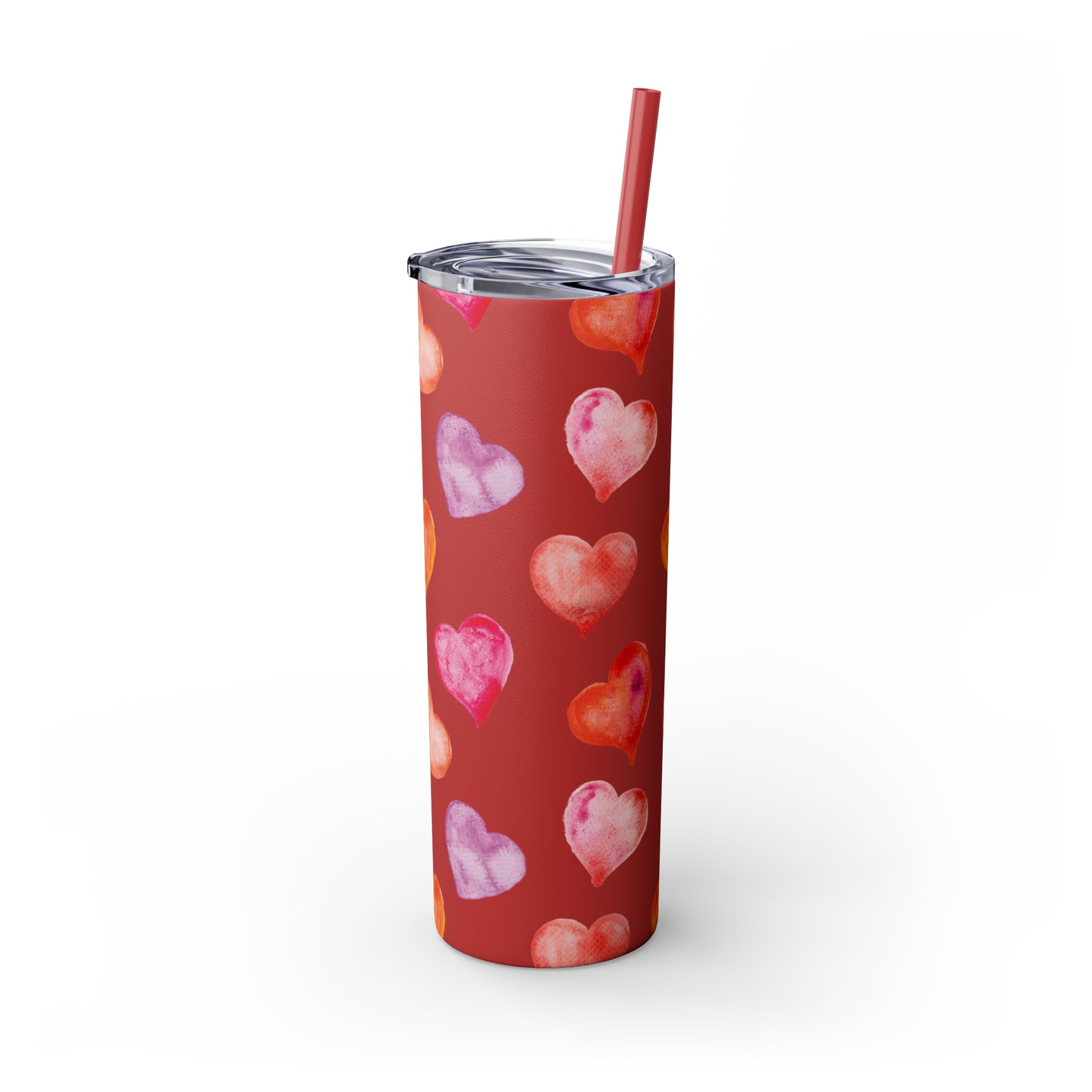 Valentine's Hearts Skinny Tumbler with Straw, 20oz