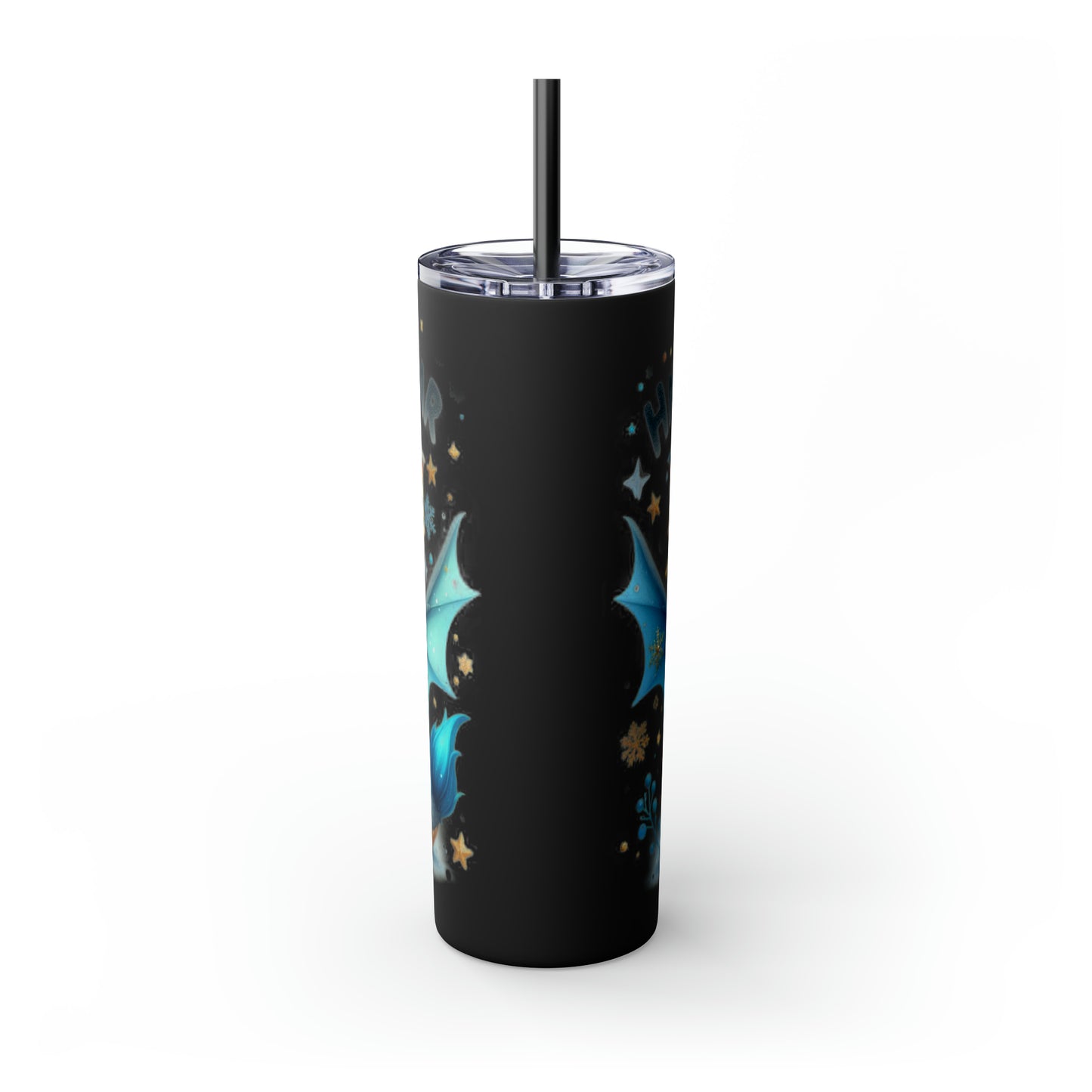 Happy New Year of Dragon Skinny Tumbler with Straw, 20oz