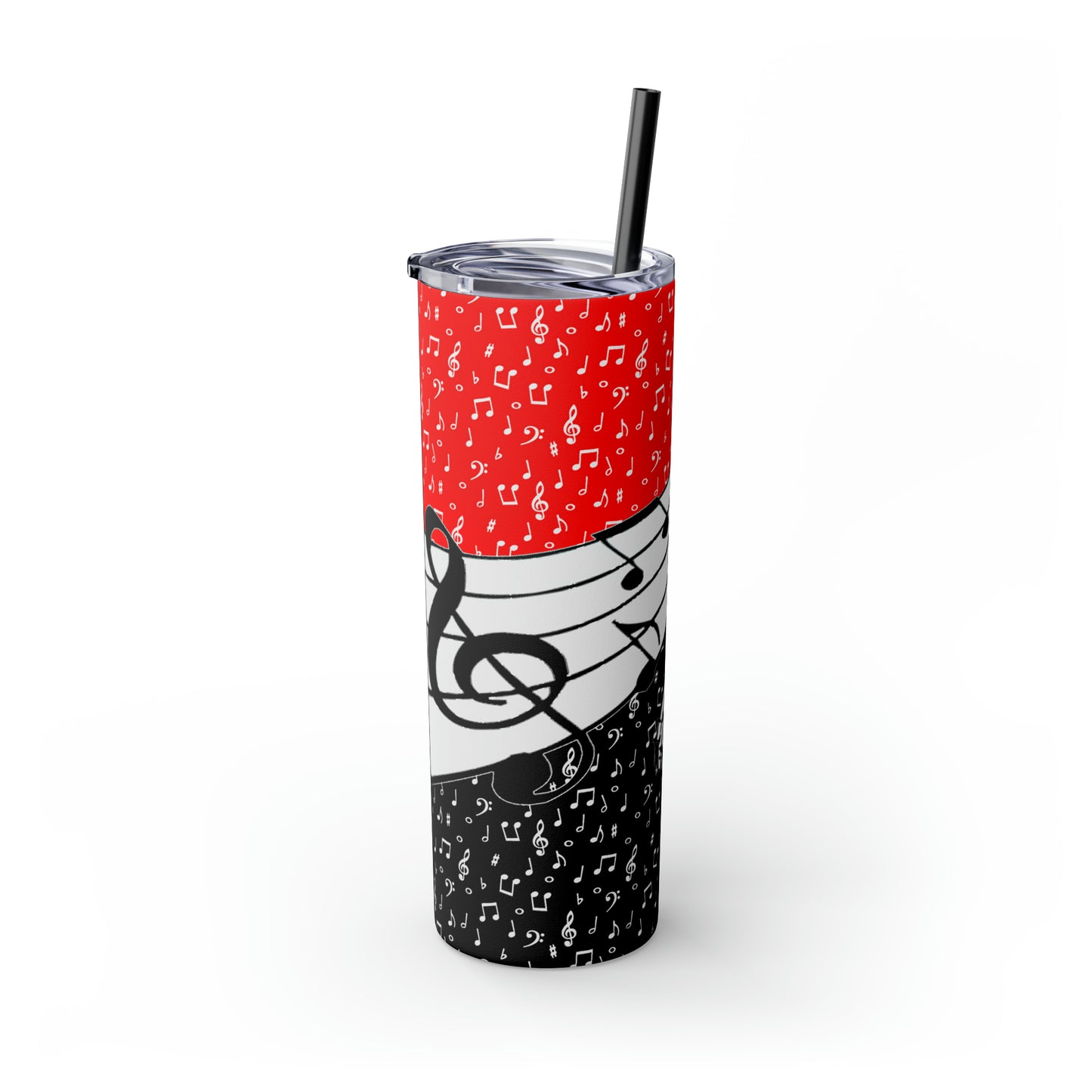 Musical Notes Skinny Tumbler with Straw, 20oz