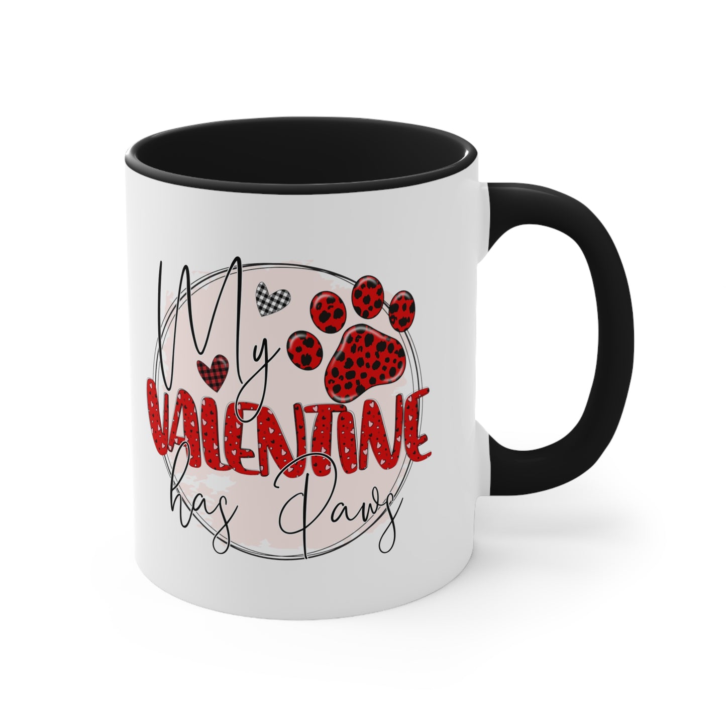 My Valentine Has Paws Accent Coffee Mug, 11oz