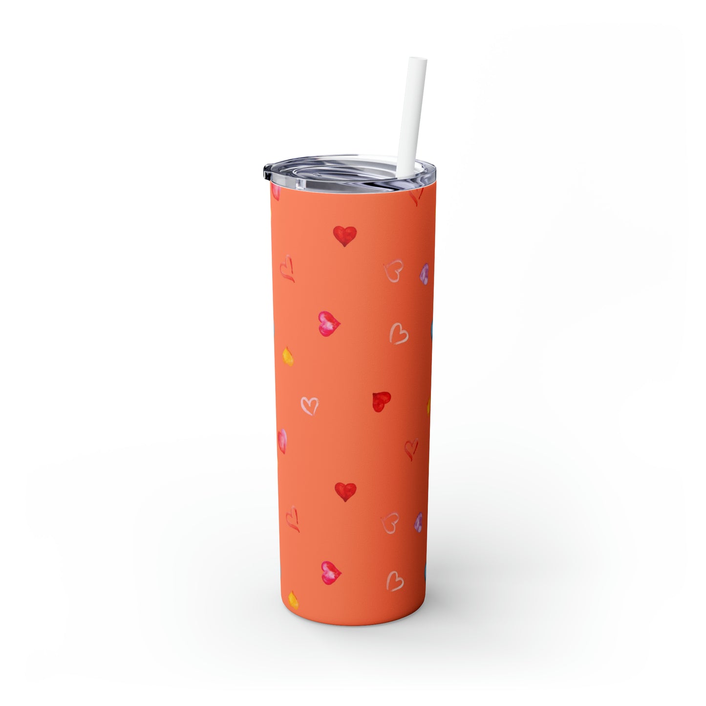 Valentine's Hearts Skinny Tumbler with Straw, 20oz