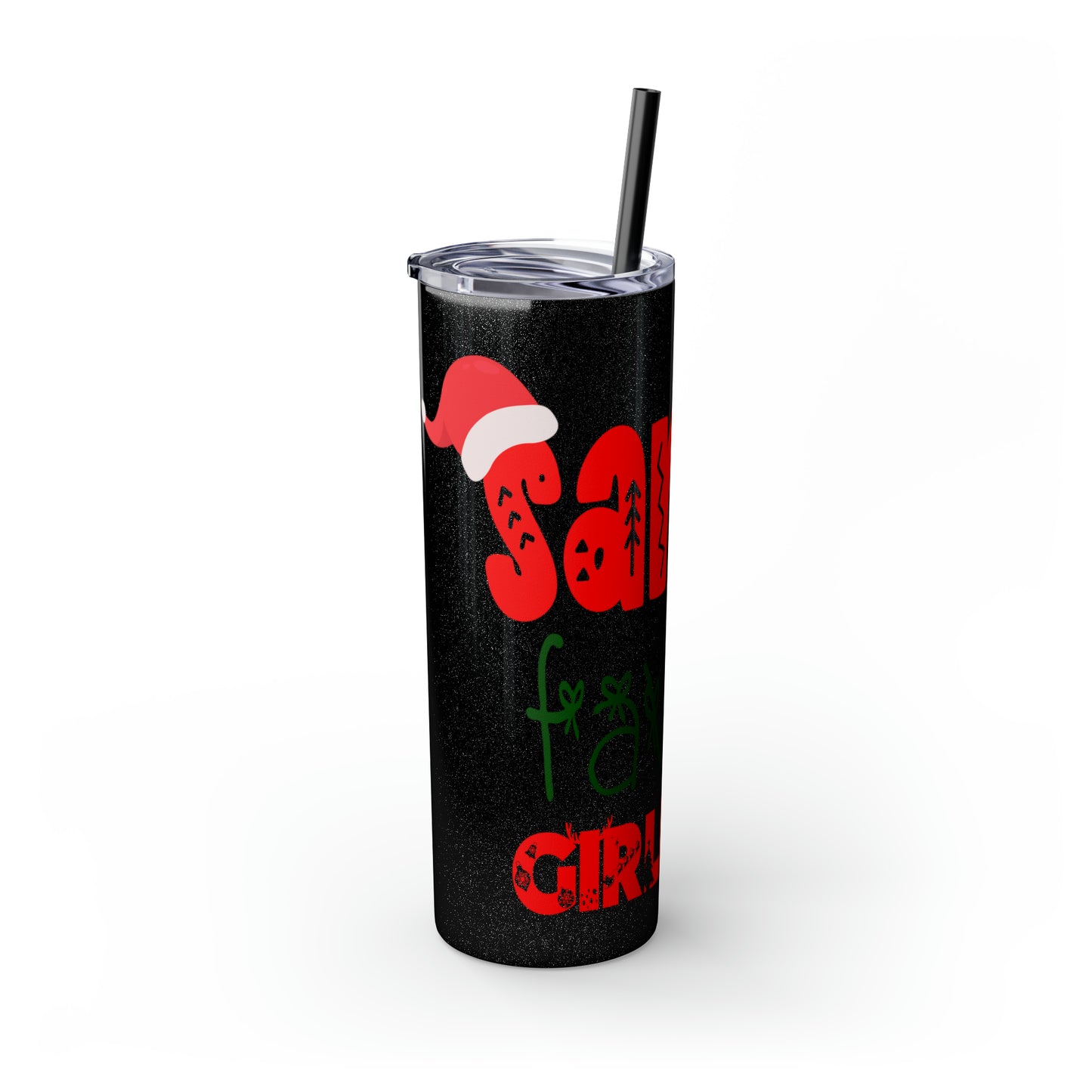 Santa's Favorite Girlfriend Skinny Tumbler with Straw, 20oz