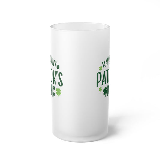 Happy St Patrick's Day Frosted Glass Beer Mug