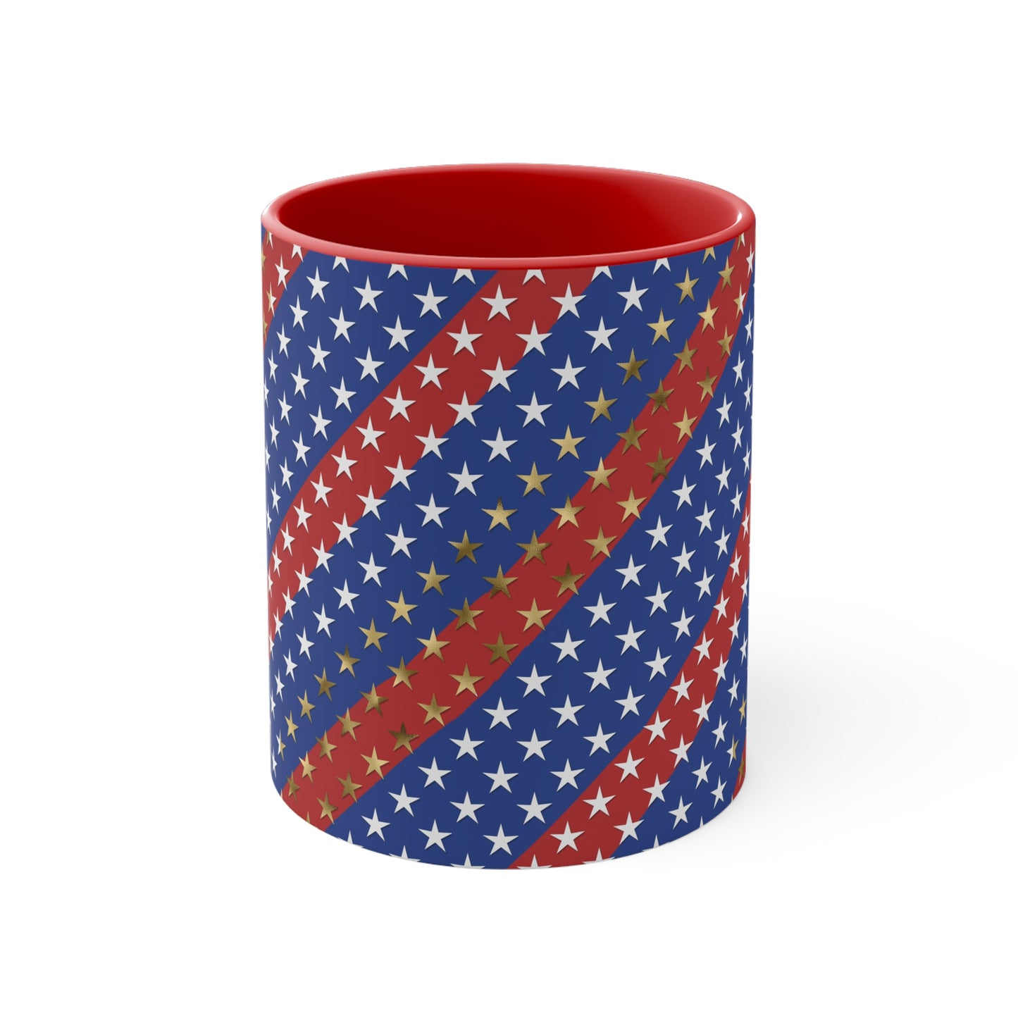 American Flag Themed Stars & Stripes Accent Coffee Mug, 11oz